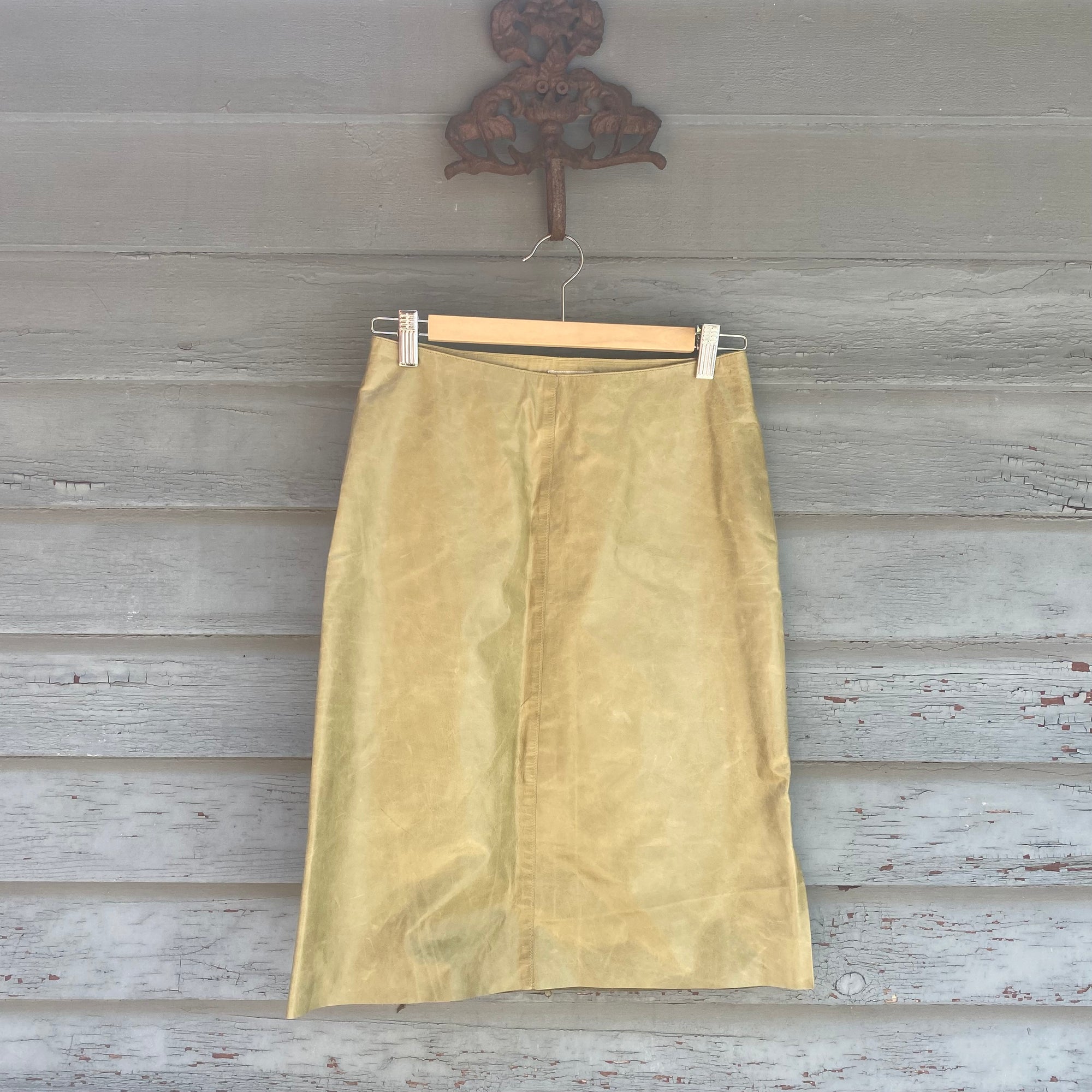 Vintage Green Leather Skirt - Size 2