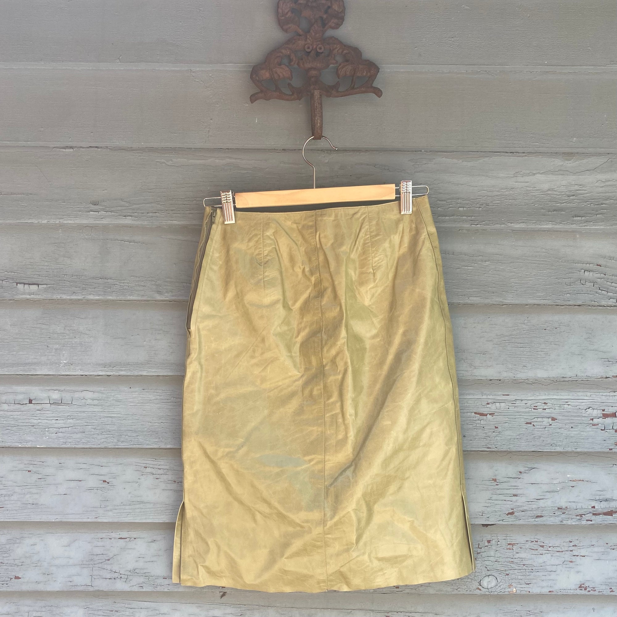 Vintage Green Leather Skirt - Size 2