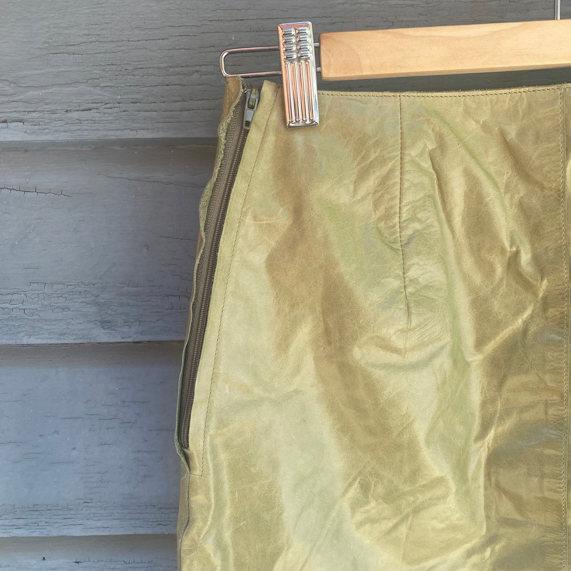 Vintage Green Leather Skirt - Size 2