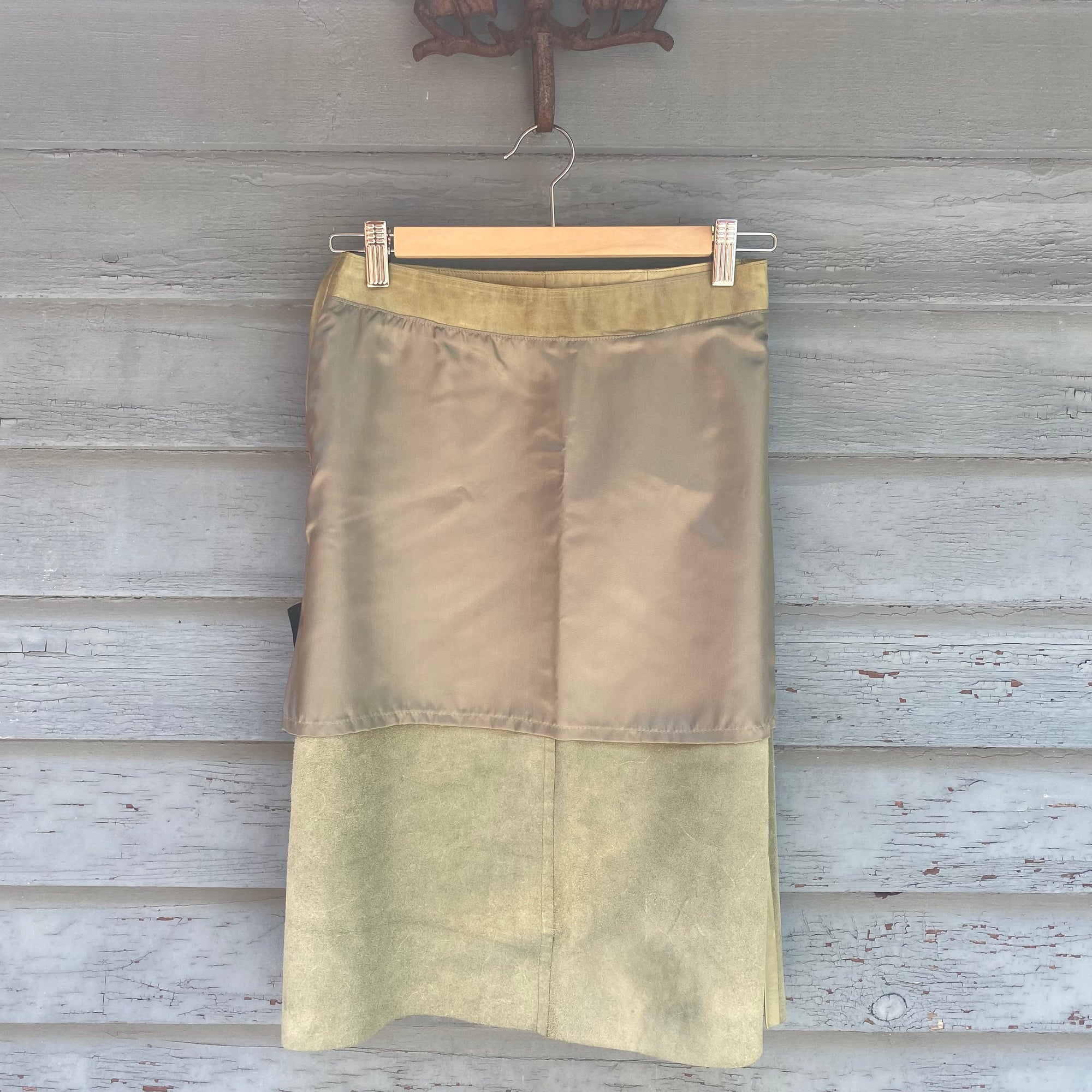 Vintage Green Leather Skirt - Size 2