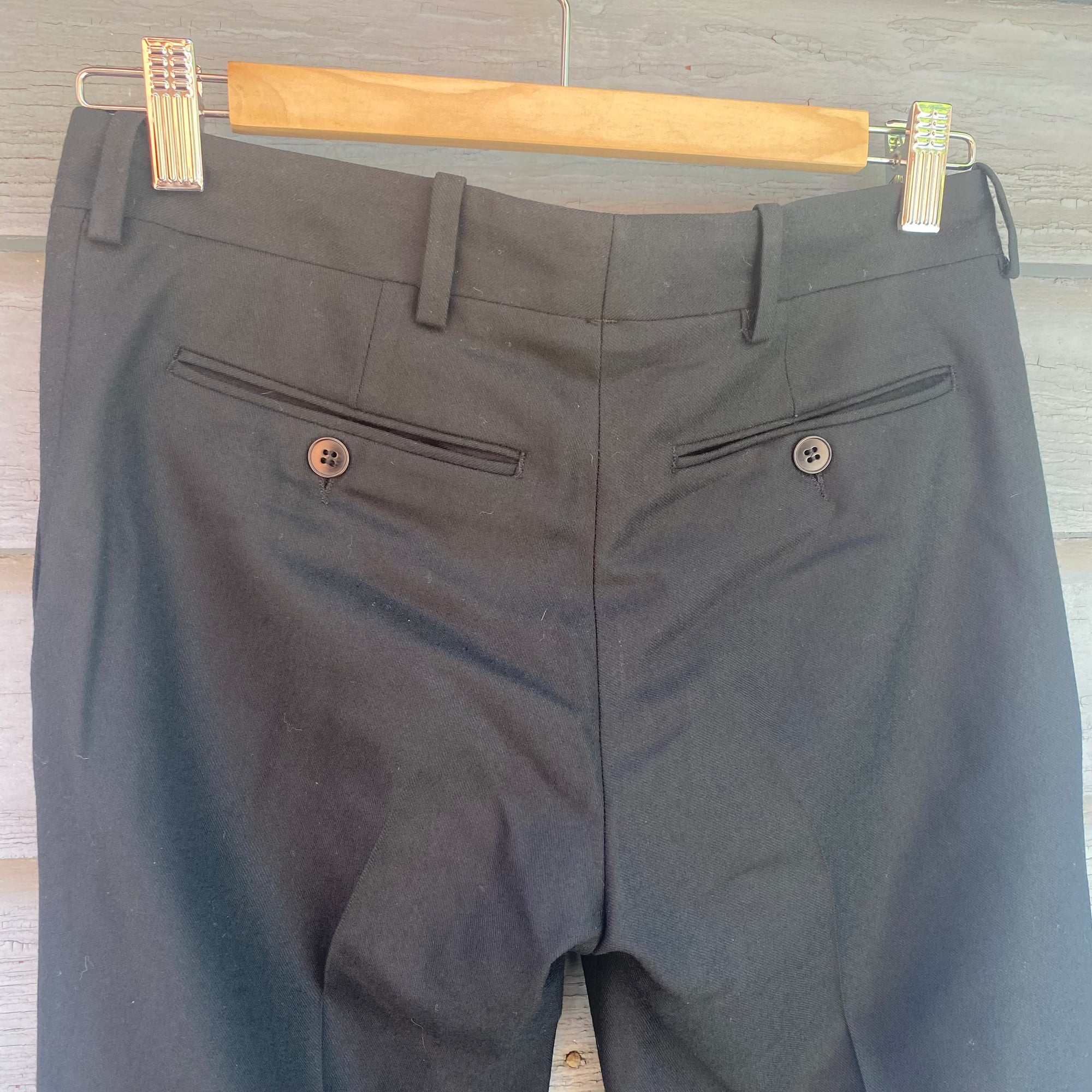 Vintage Black Low-Rise Wool Pants - Size XS