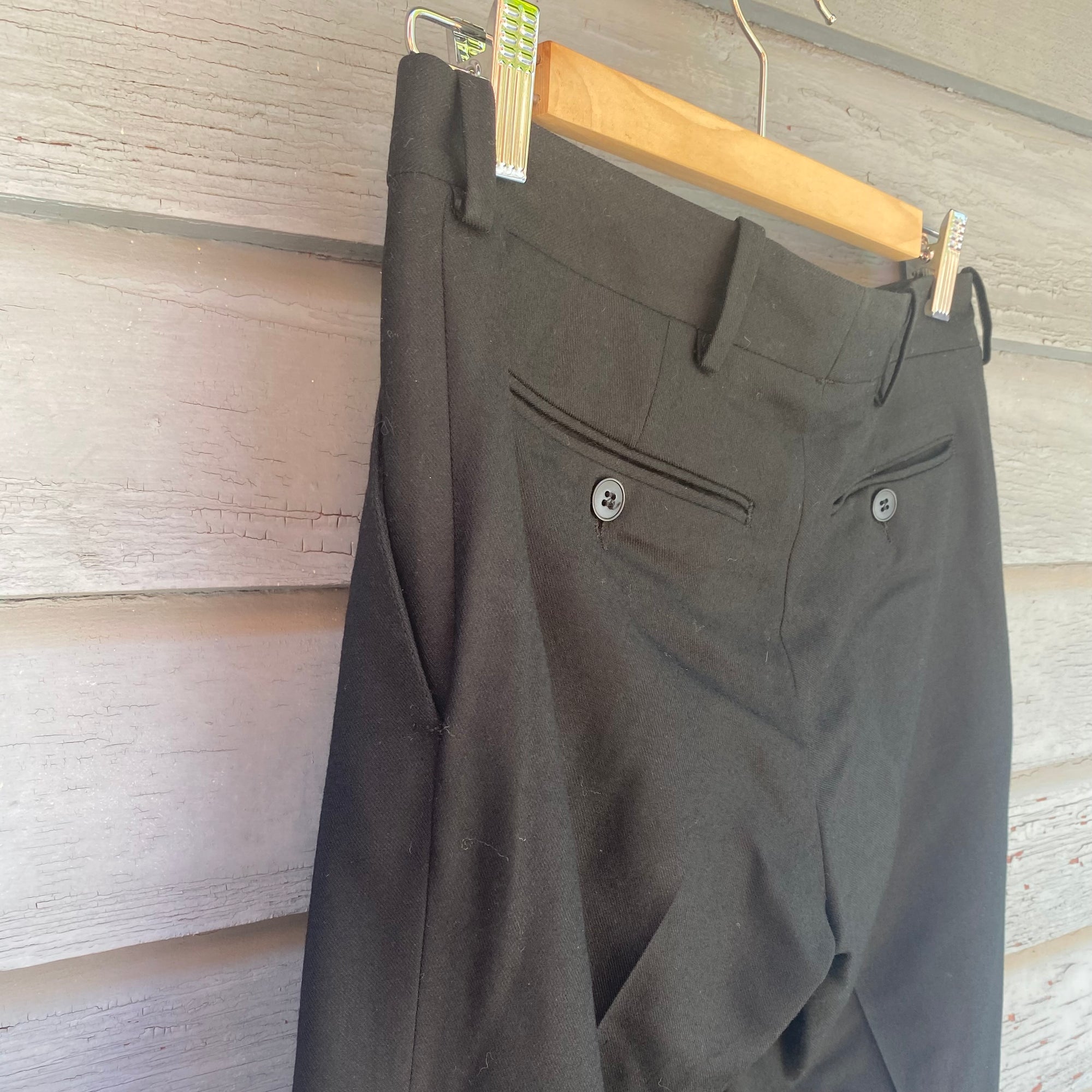 Vintage Black Low-Rise Wool Pants - Size XS