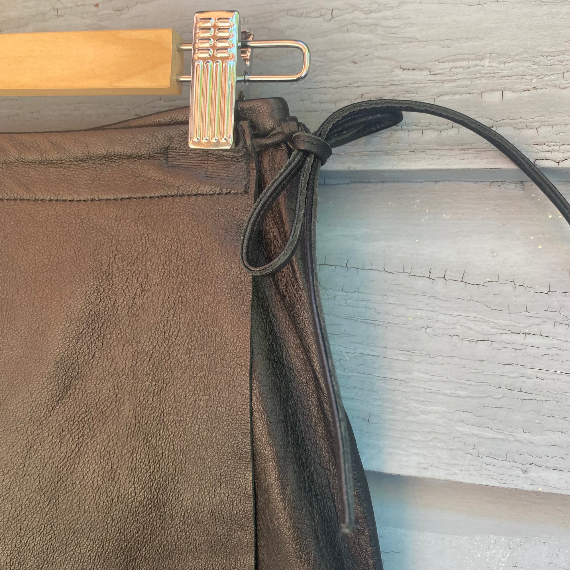 Vintage Black Leather Wrap Skirt - Size XS