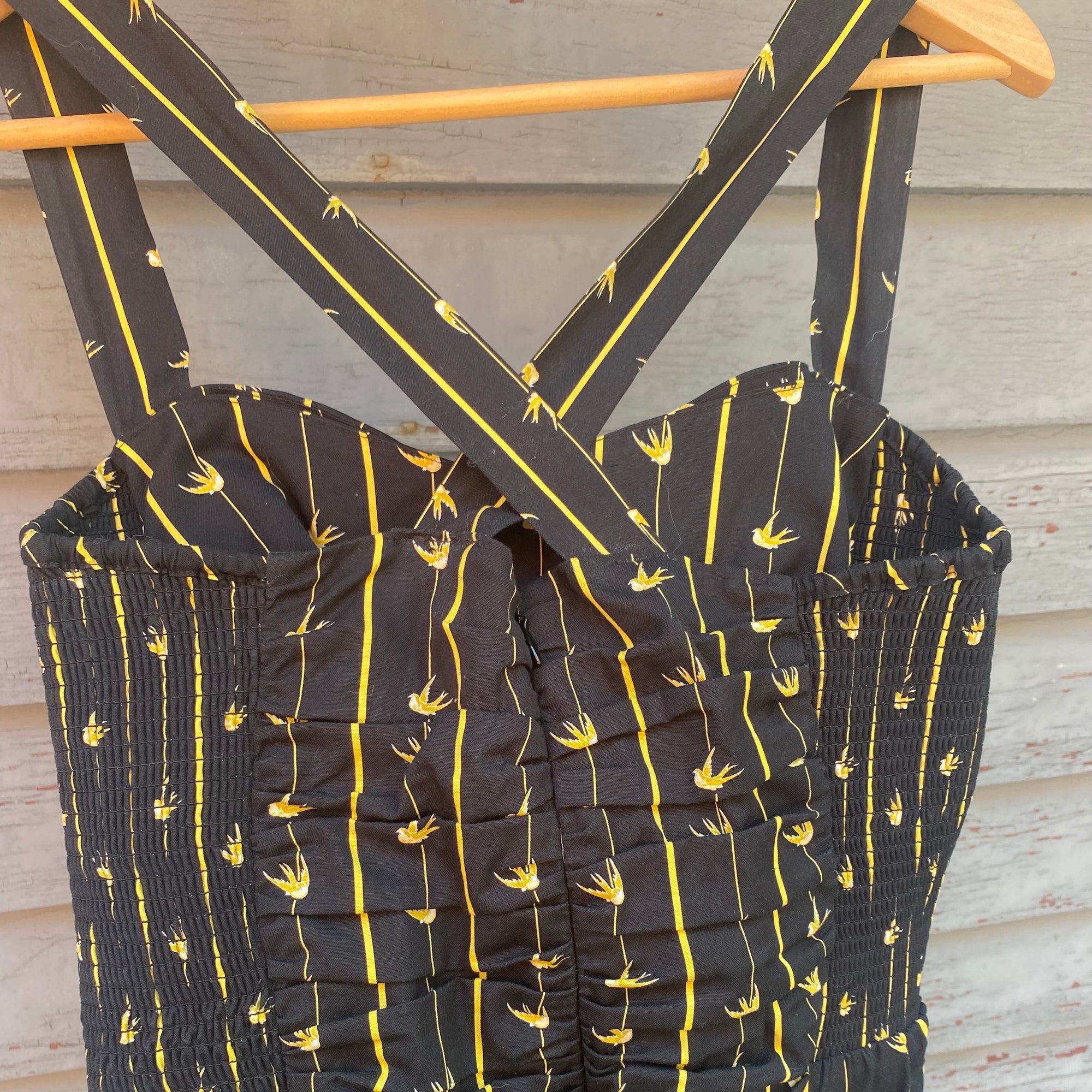 Vintage Style Black & Yellow Dress - Size 2