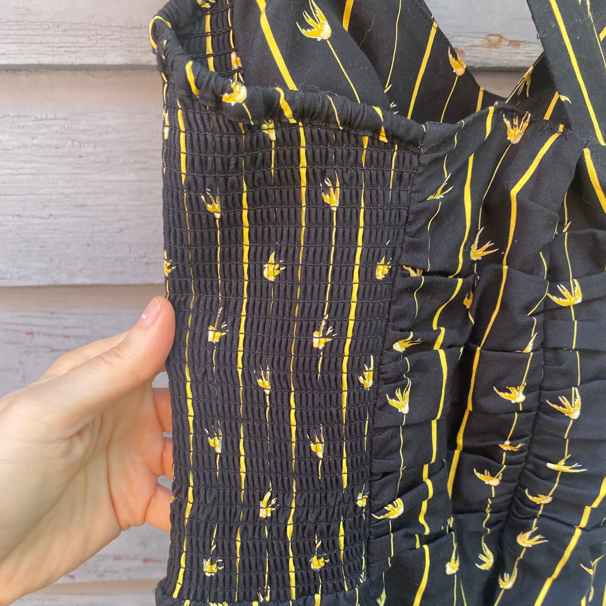 Vintage Style Black & Yellow Dress - Size 2
