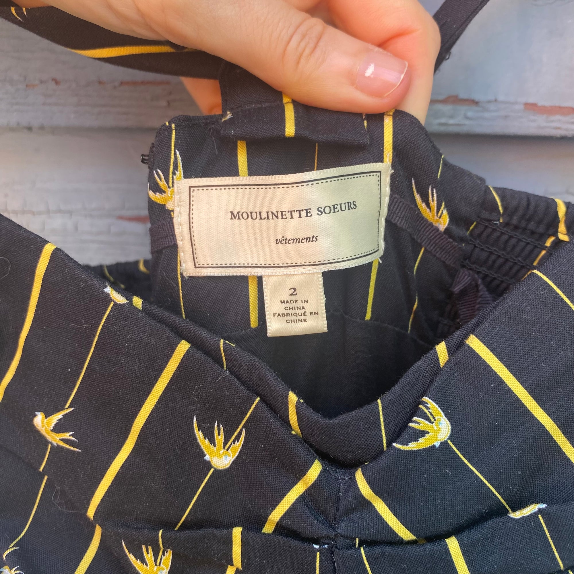 Vintage Style Black & Yellow Dress - Size 2