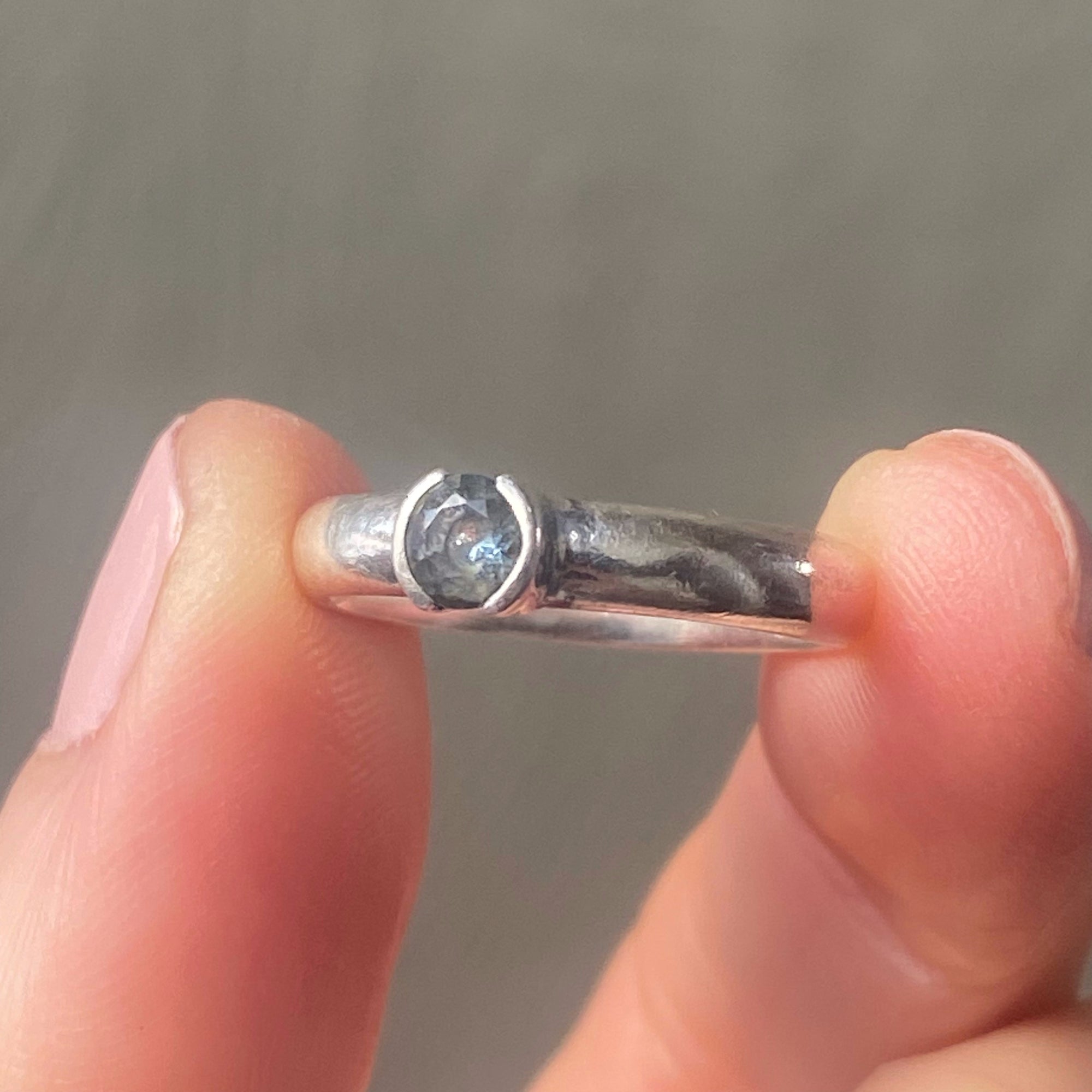 Estate Tiffany Sterling Silver Aquamarine Ring - Size 5.25