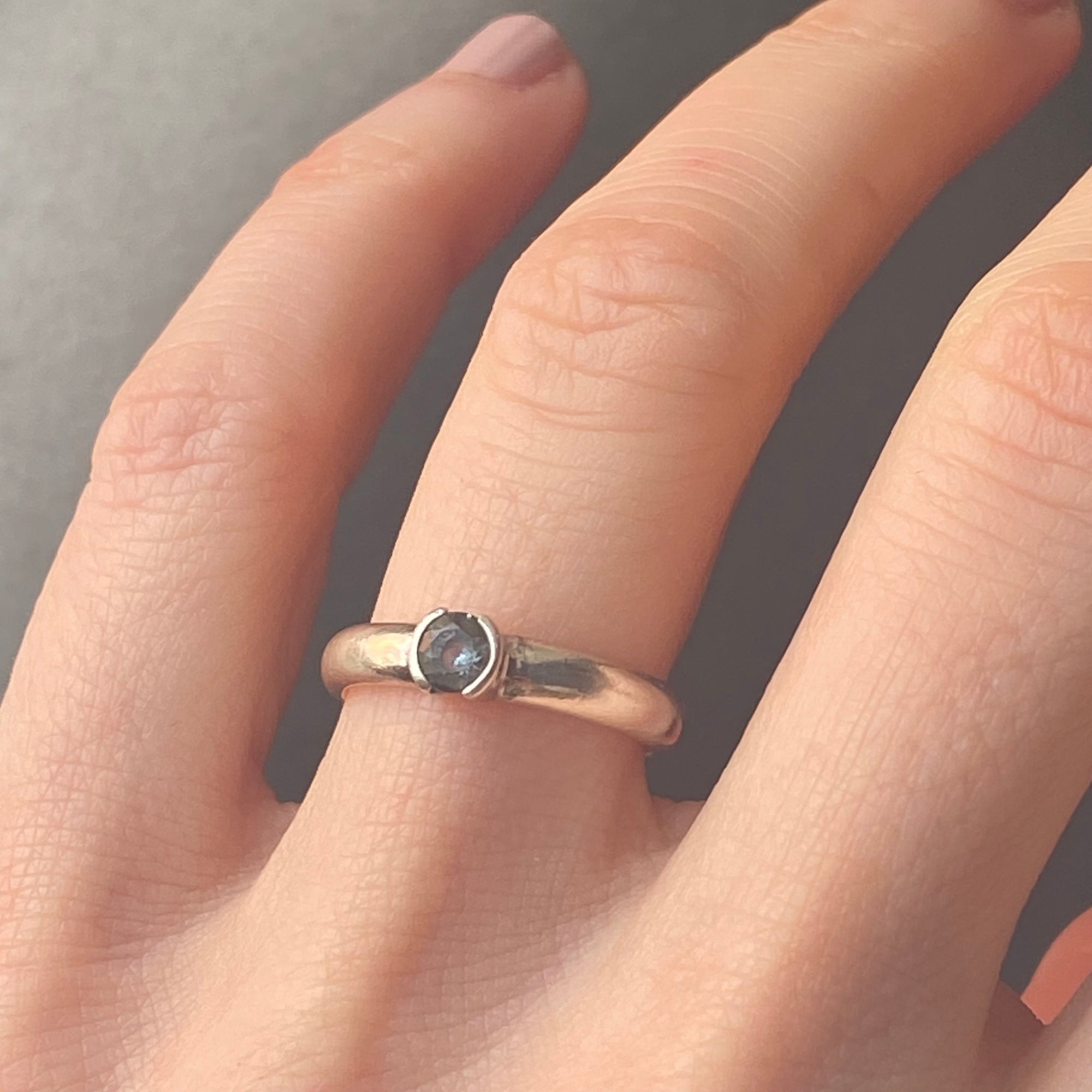Estate Tiffany Sterling Silver Aquamarine Ring - Size 5.25