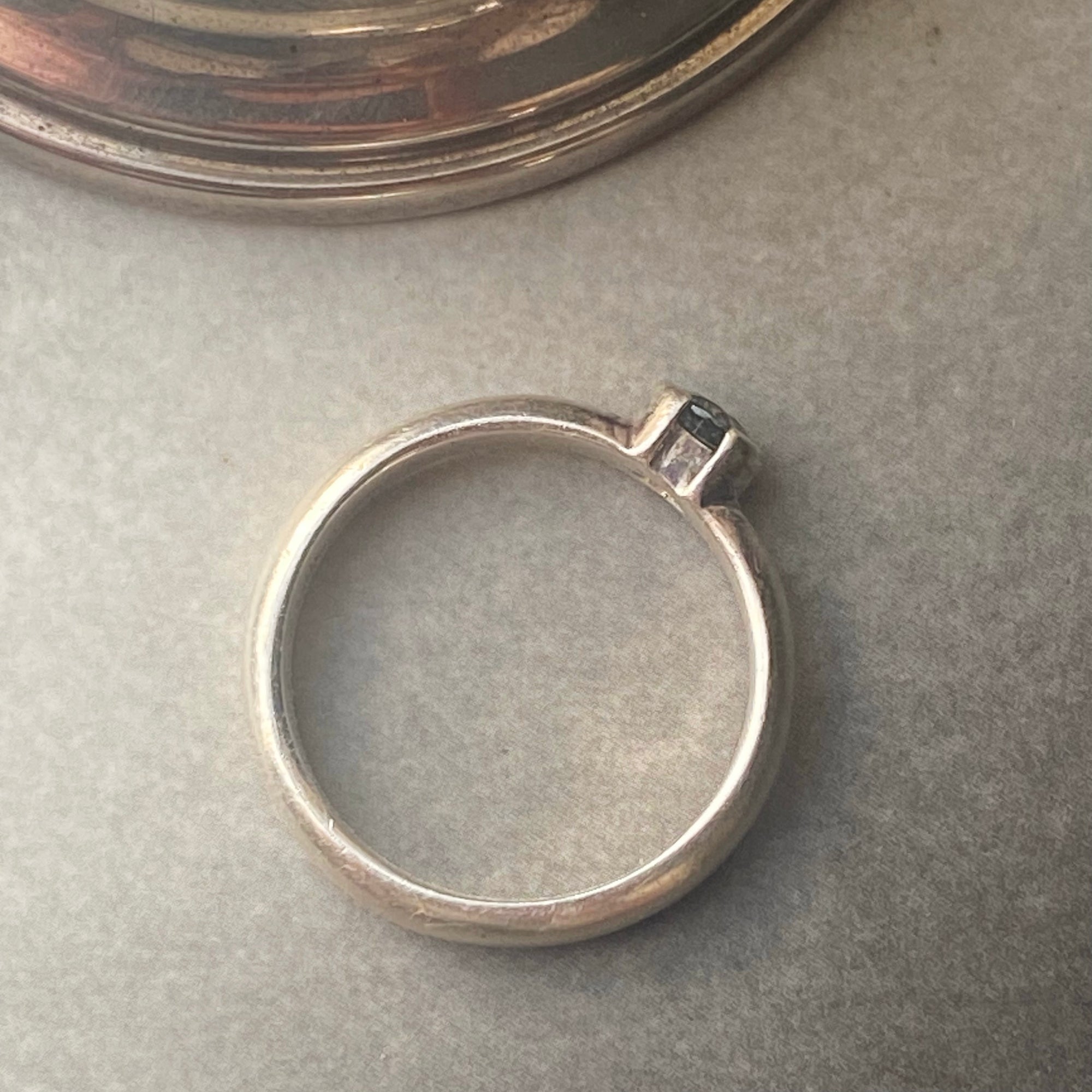 Estate Tiffany Sterling Silver Aquamarine Ring - Size 5.25