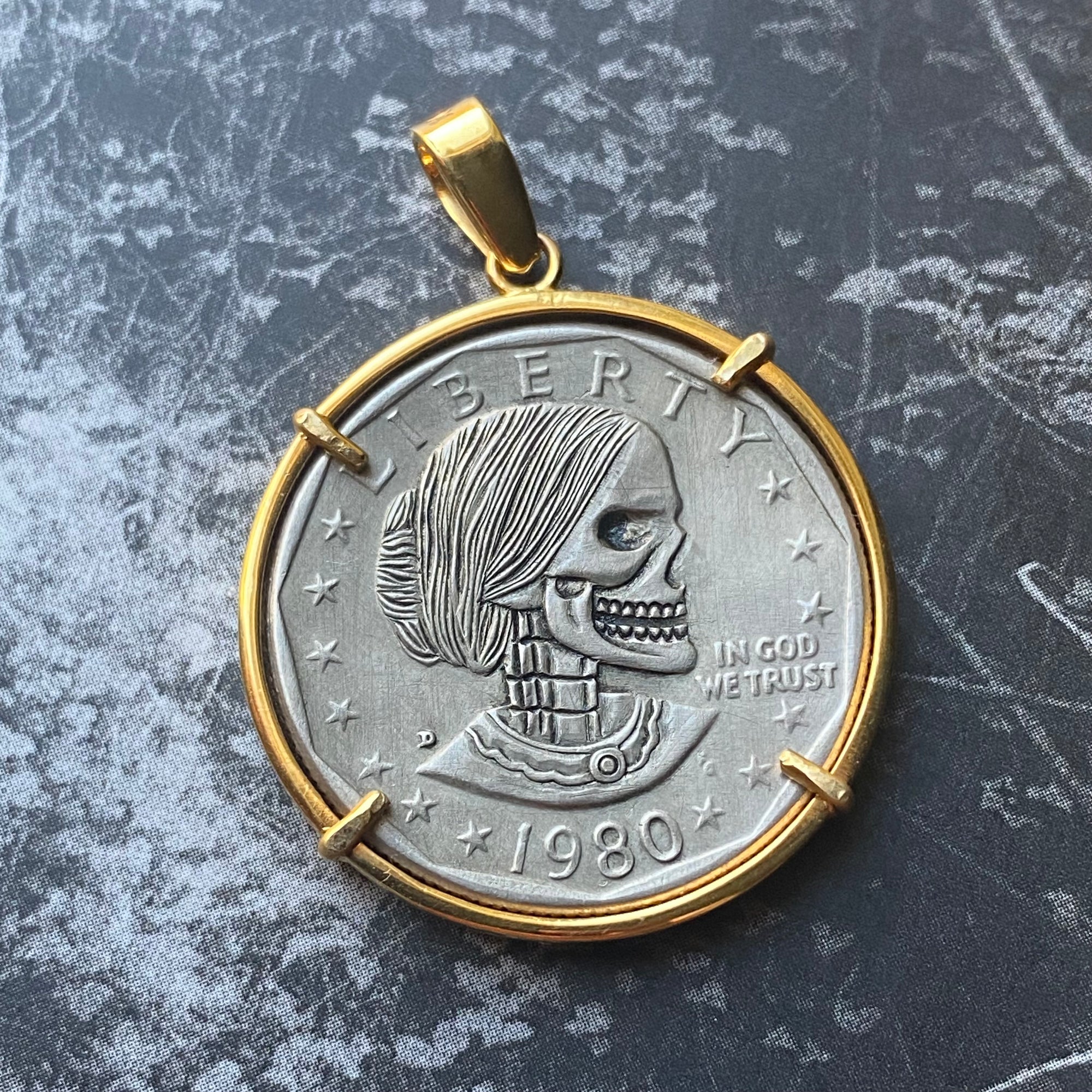 Vintage Zombie Woman "Hobo Coin" Pendant