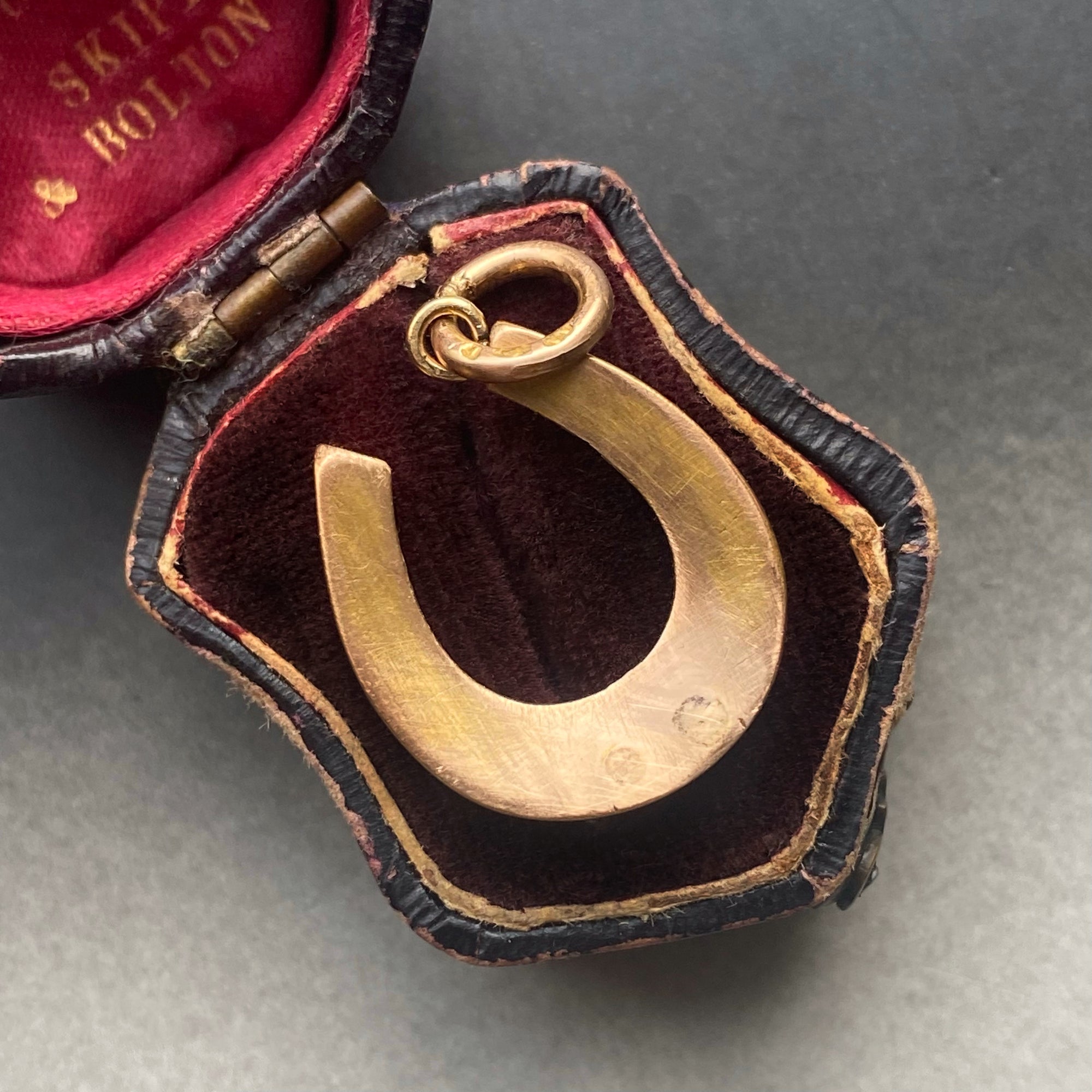 Antique Diamond & Ruby Horseshoe Pendant - 14k
