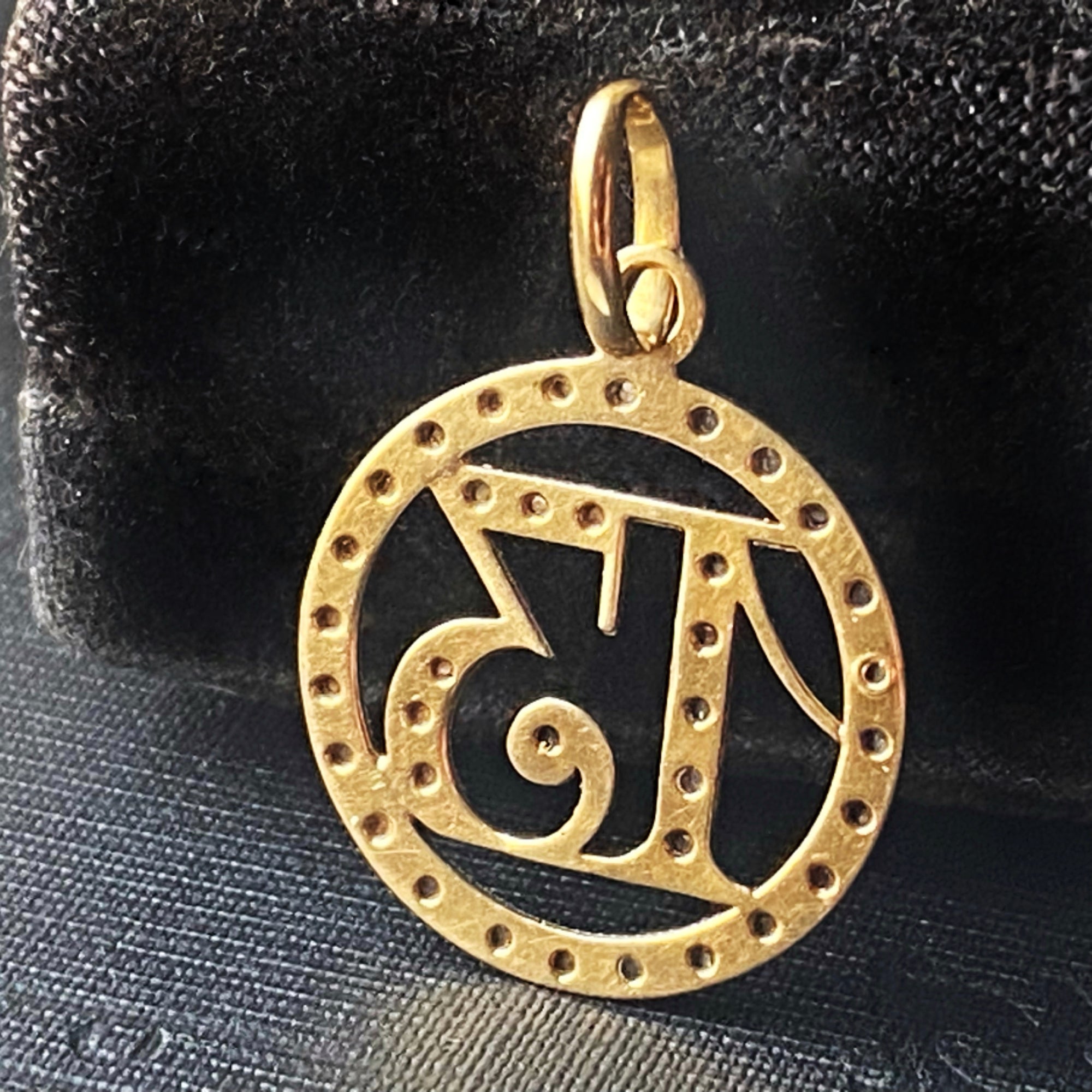 Rare French Diamond Art Nouveau "13" Charm - 18k