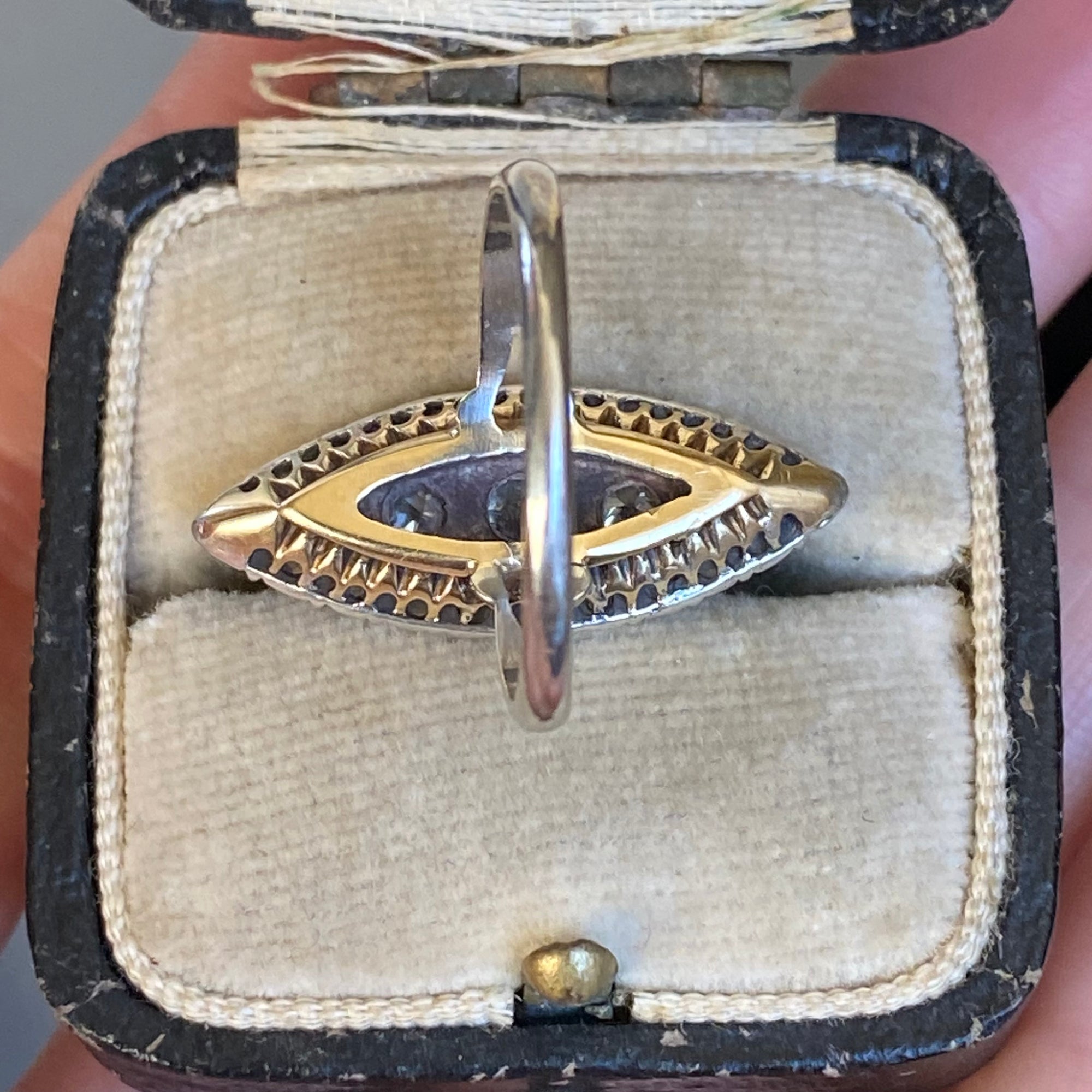 Antique Diamond Navette Ring - Size 6.25