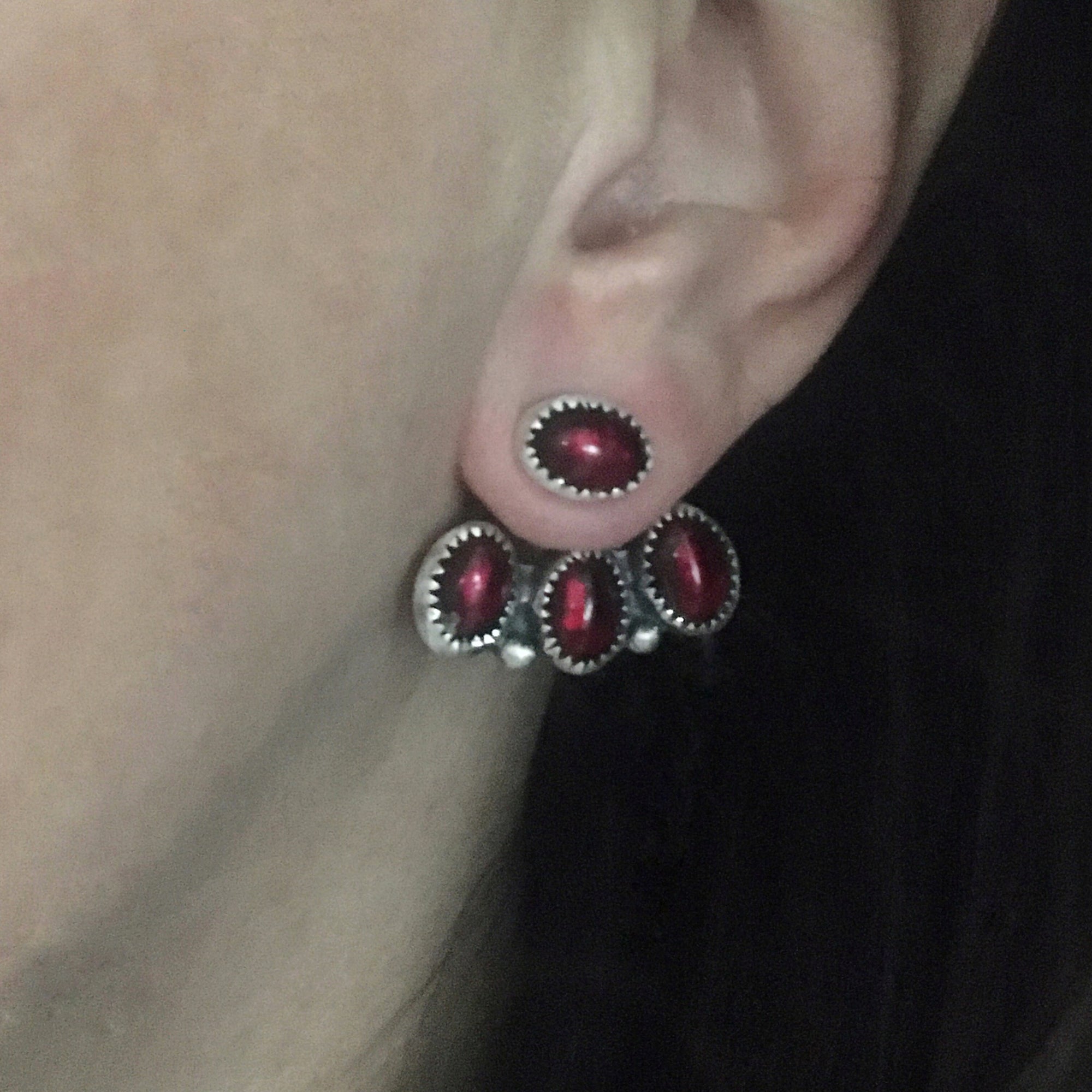 Queen of the Underworld Garnet Ear Jackets