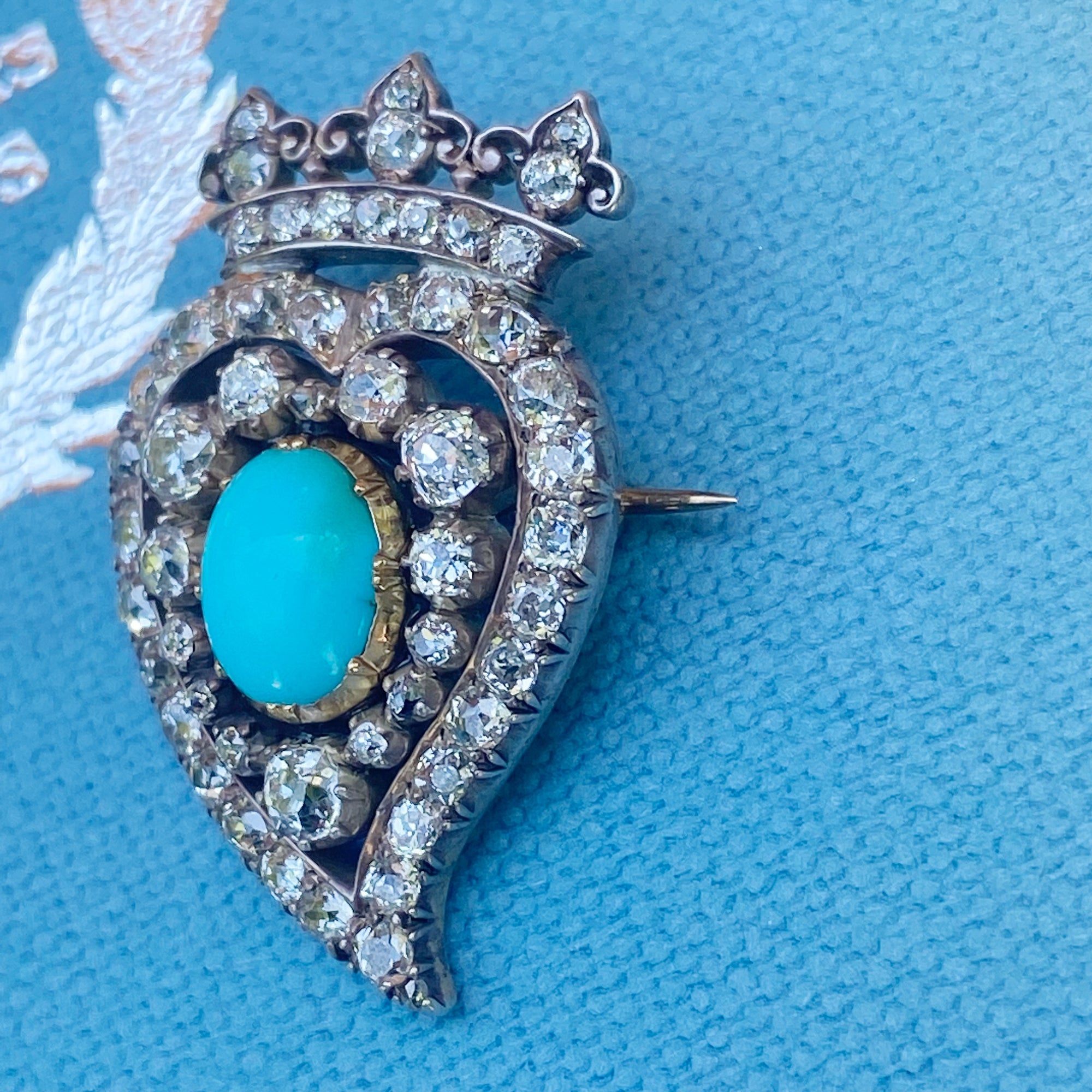 Victorian Diamond Witch's Heart Brooch/Pendant