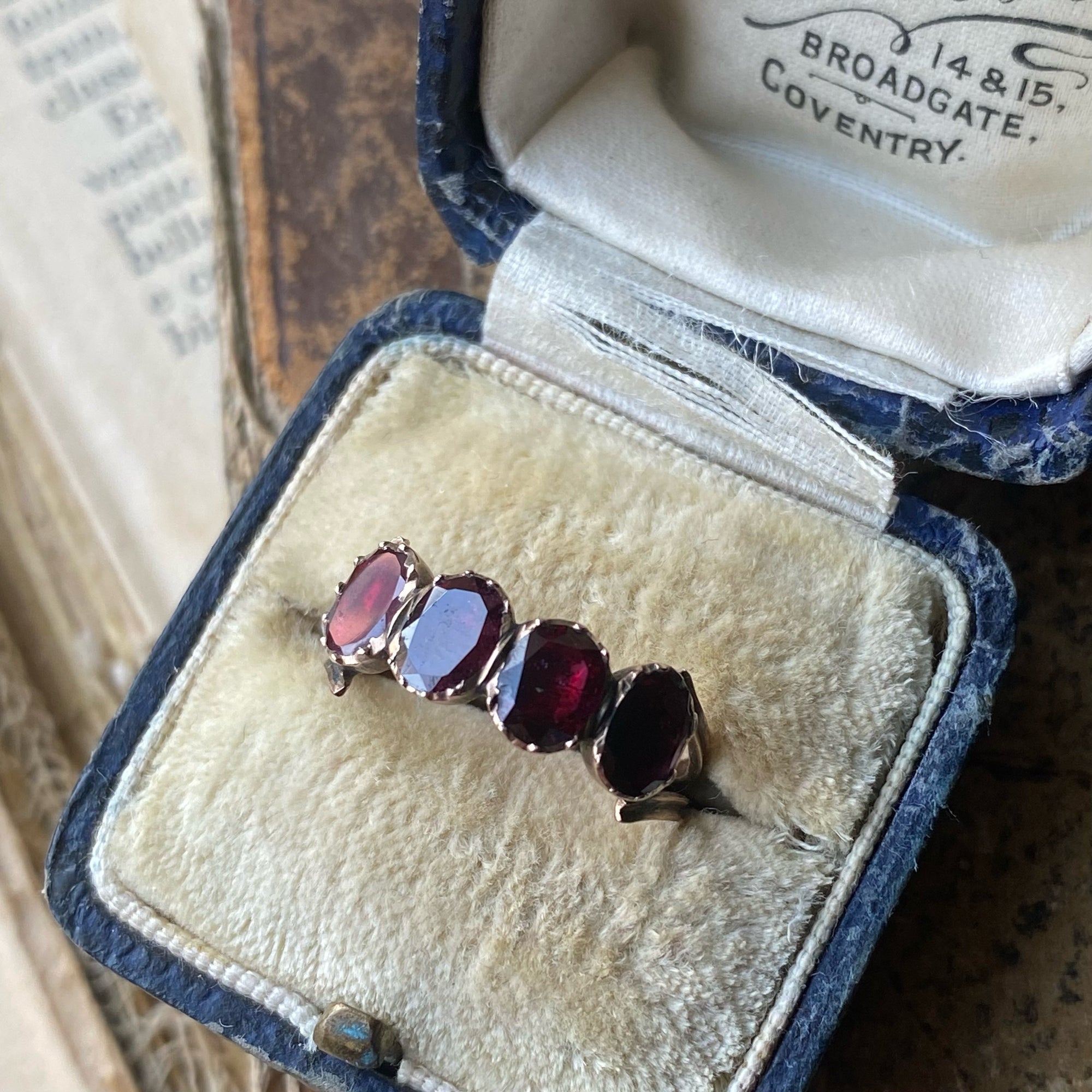 Antique Georgian Garnet Half Hoop - Size 6.25