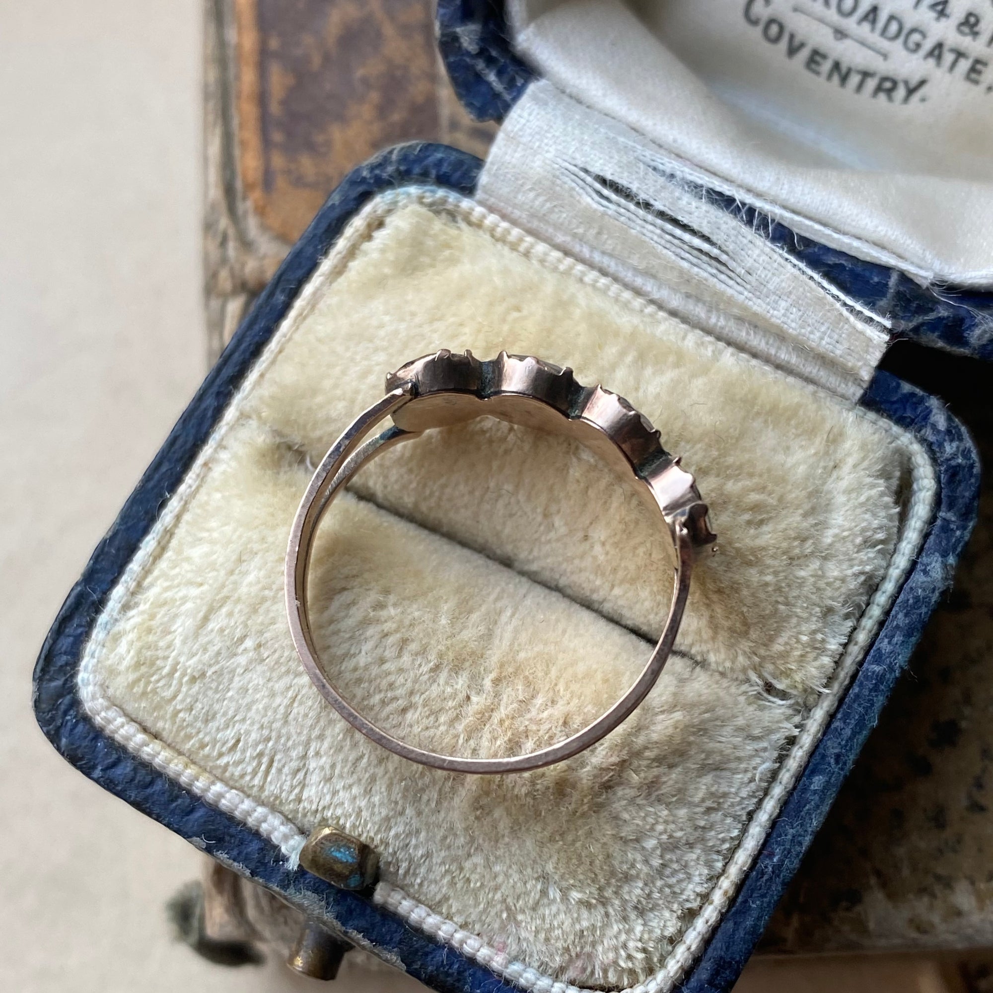 Antique Georgian Garnet Half Hoop - Size 6.25