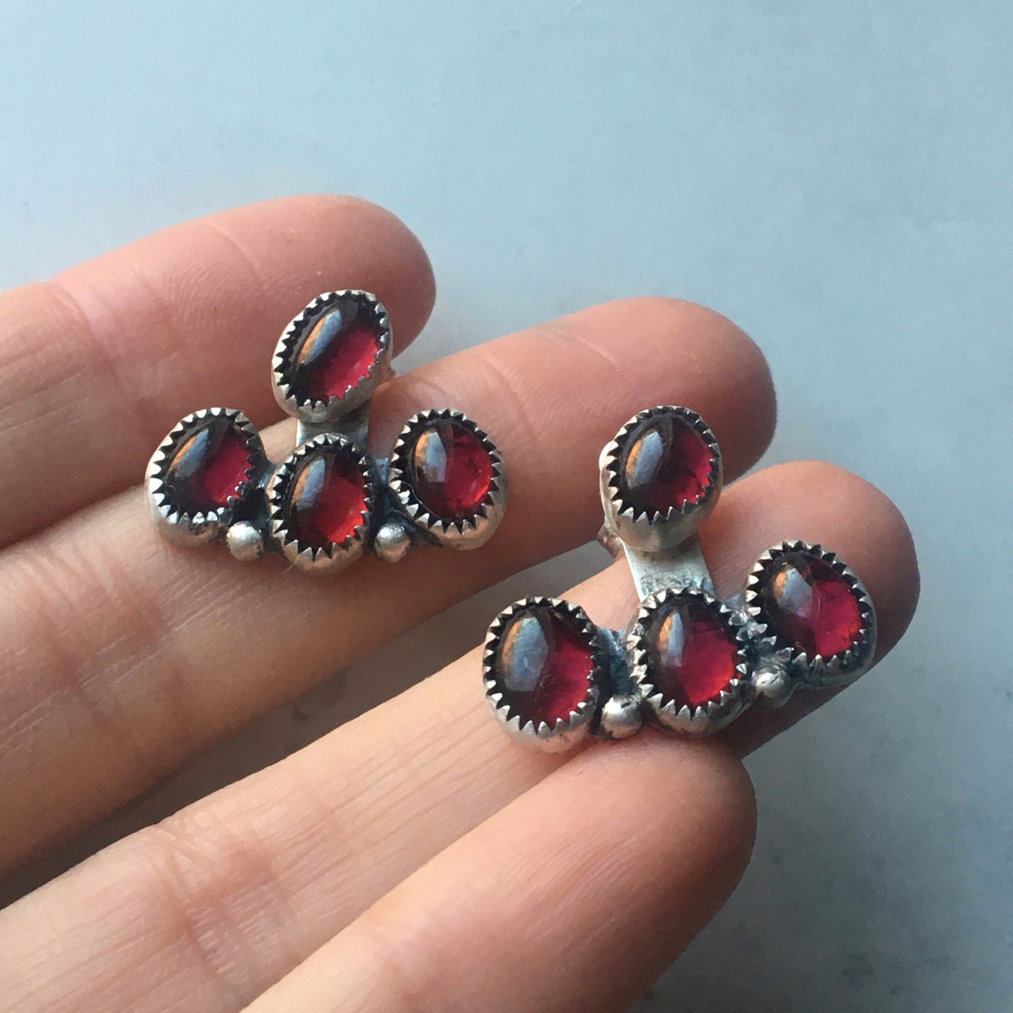 garnet ear jacket earrings