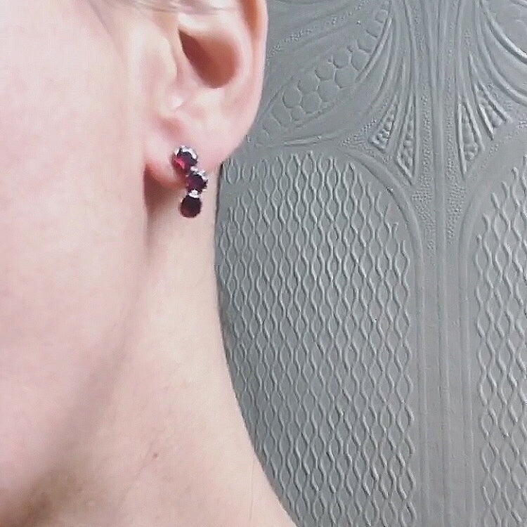 Georgian Foiled Garnet conversion earrings