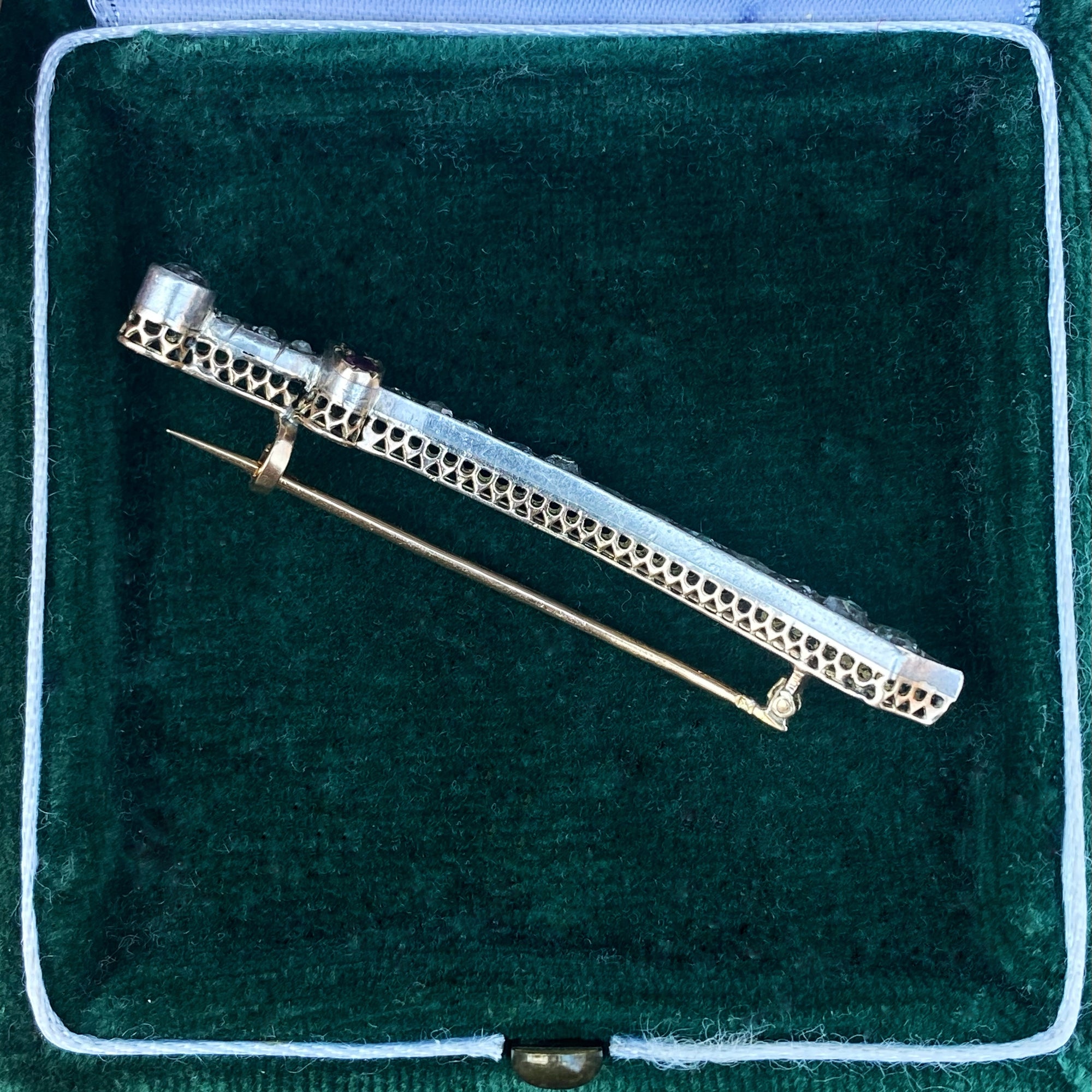 Antique Portuguese Diamond and Ruby Sabre Brooch