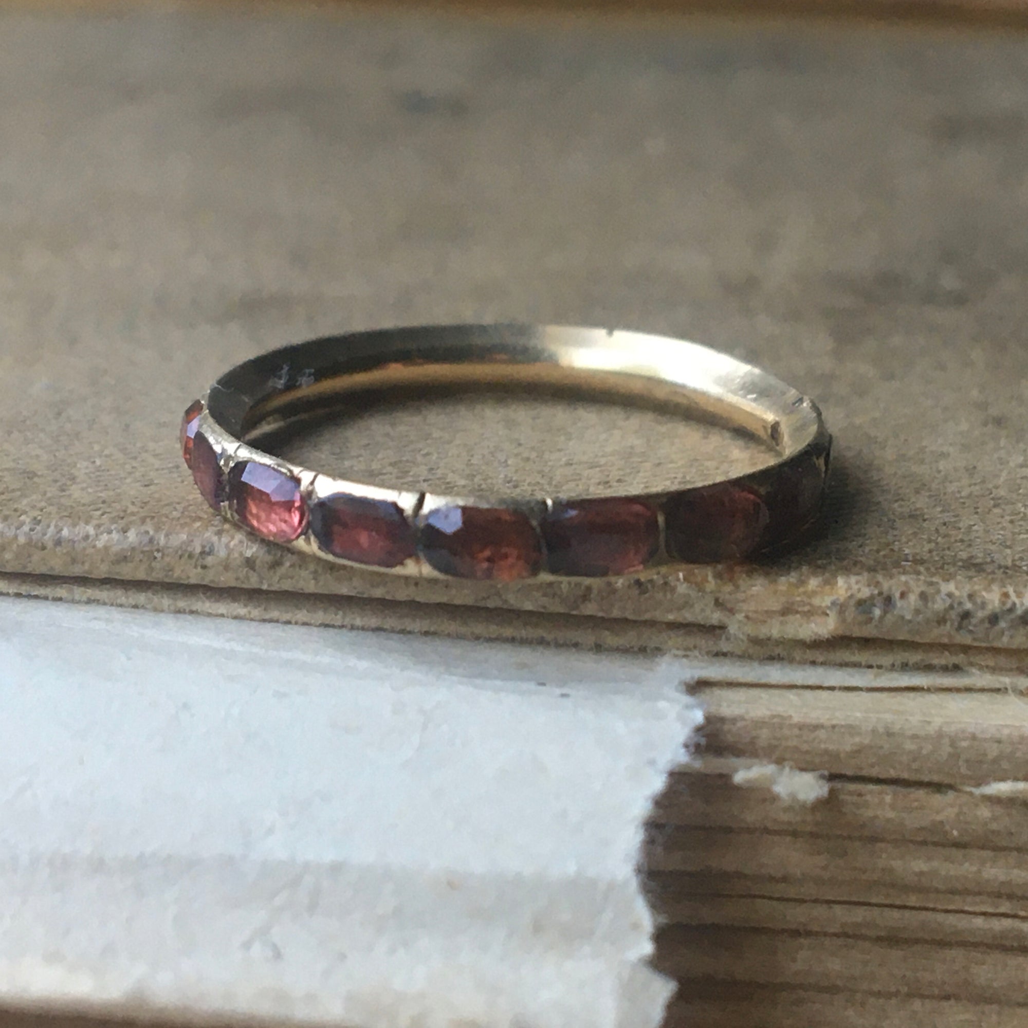 Antique Georgian Garnet Eternity Band - Size 5.75