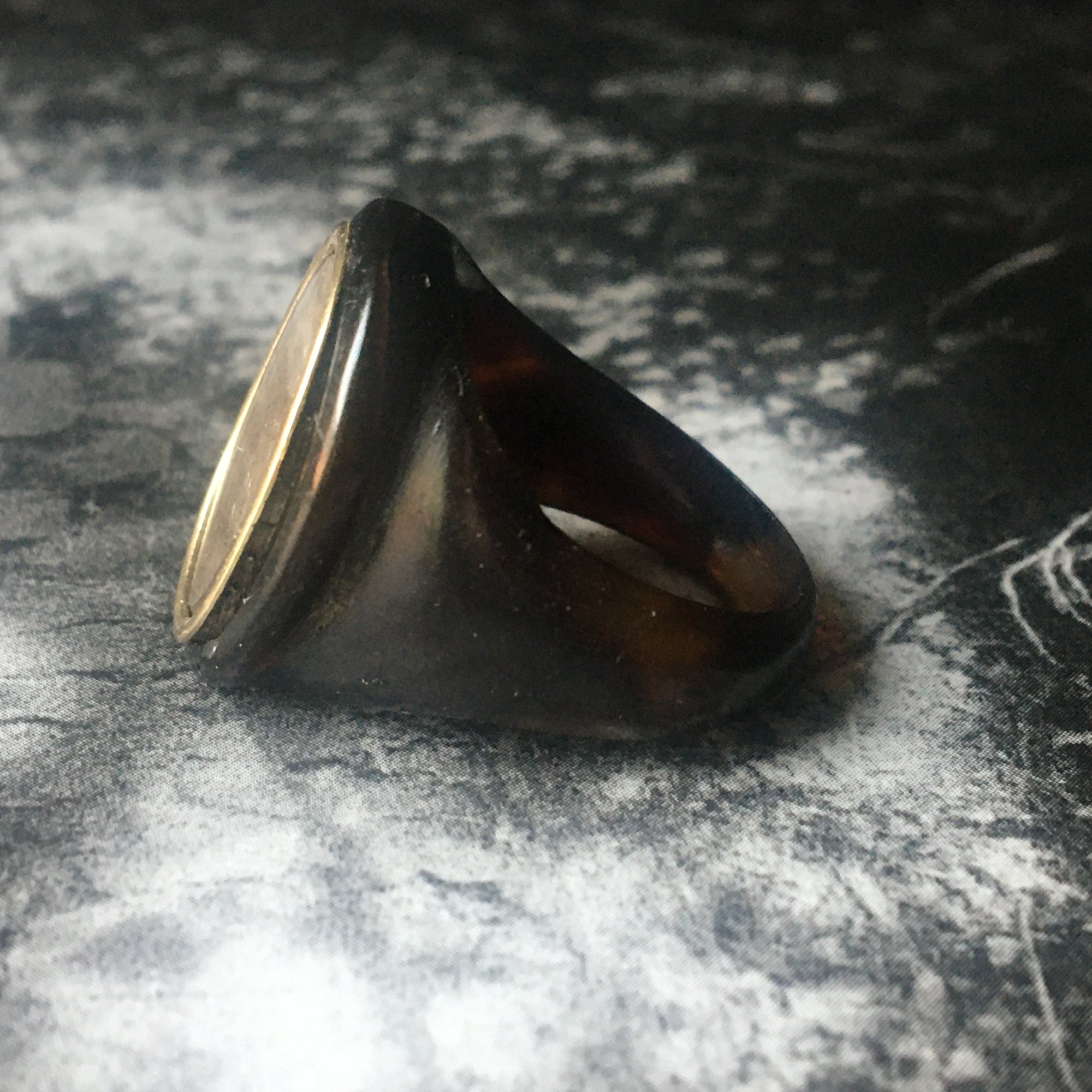 Antique Tortoiseshell Hairwork Ring - Size 5.75
