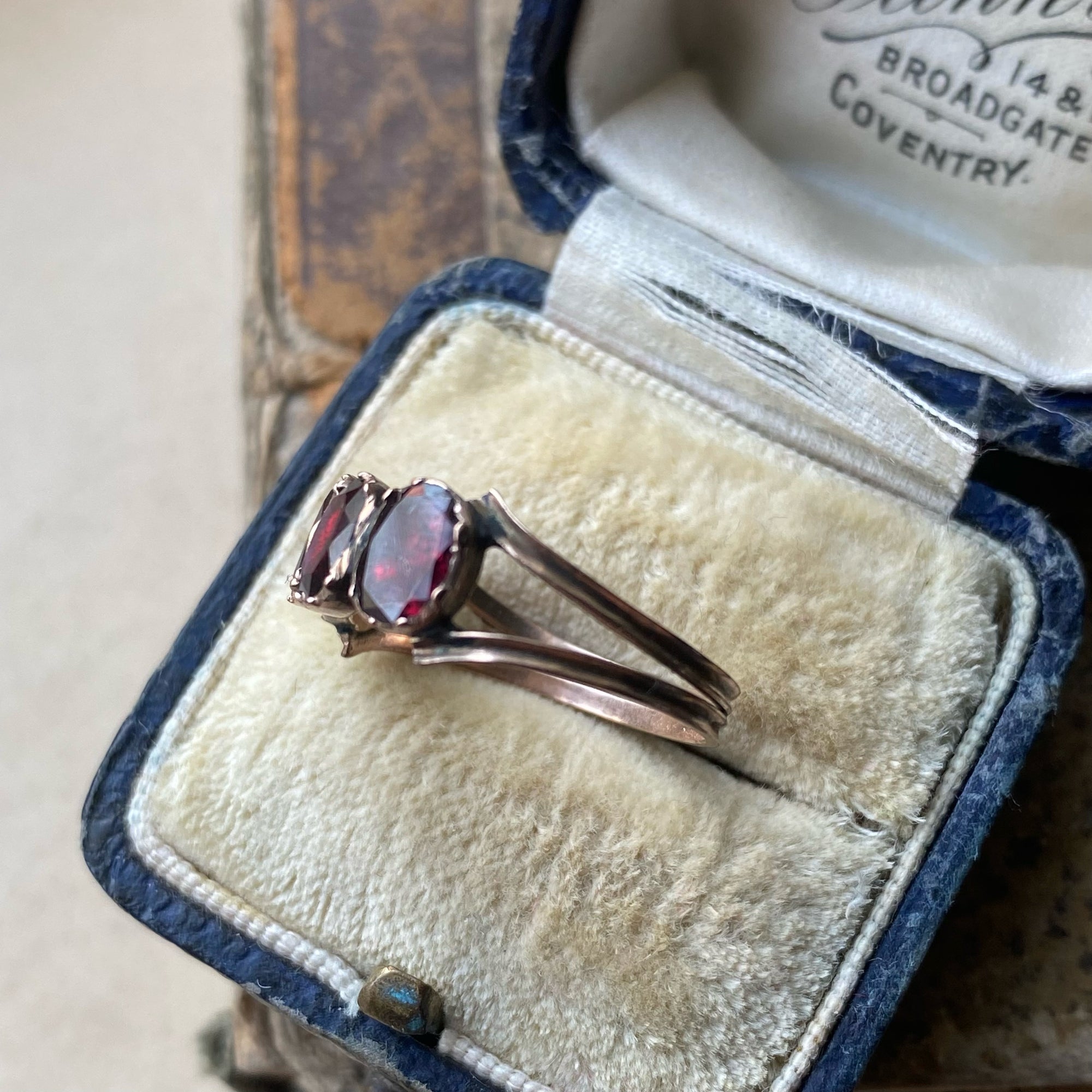 Antique Georgian Garnet Half Hoop - Size 6.25