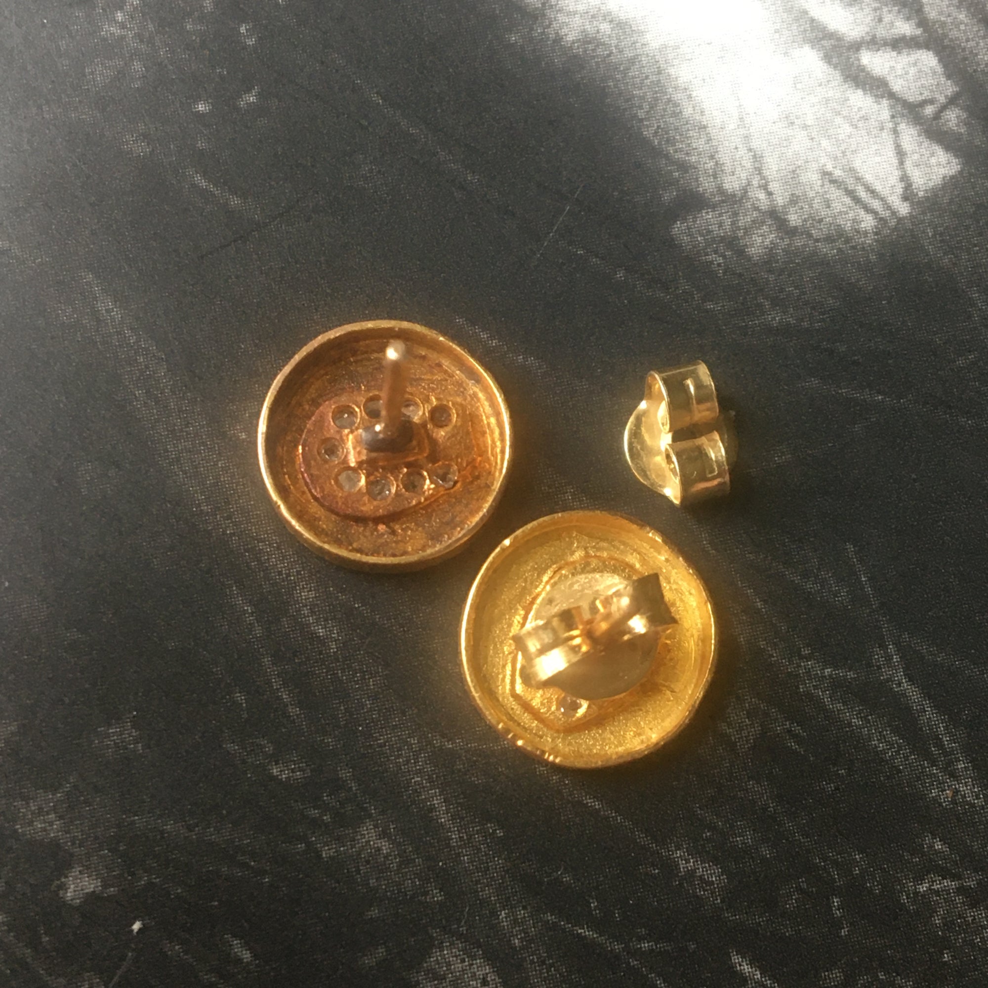 Antique Rose Cut Diamond Horseshoe Earrings - 18k
