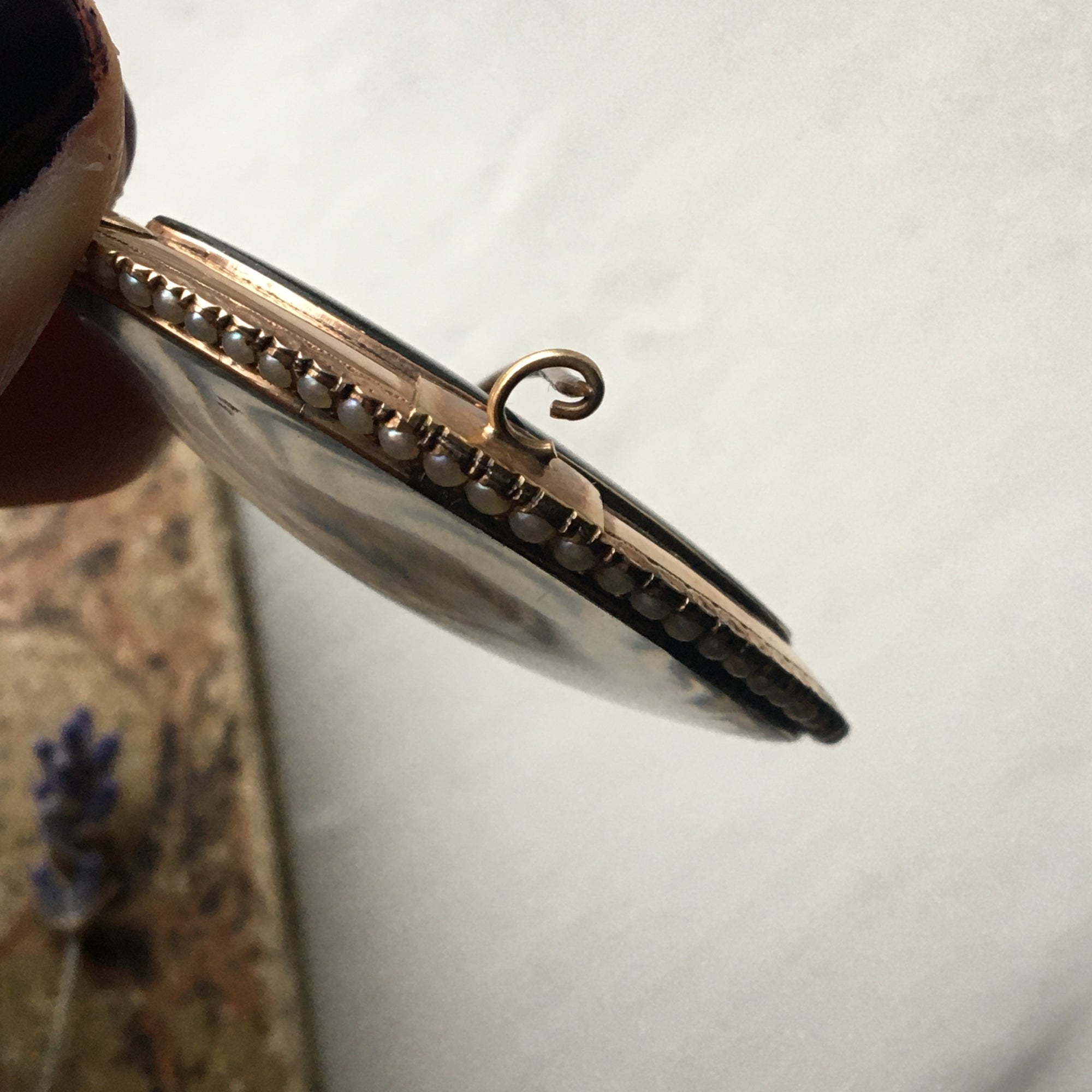 Antique Georgian Mourning Navette Locket