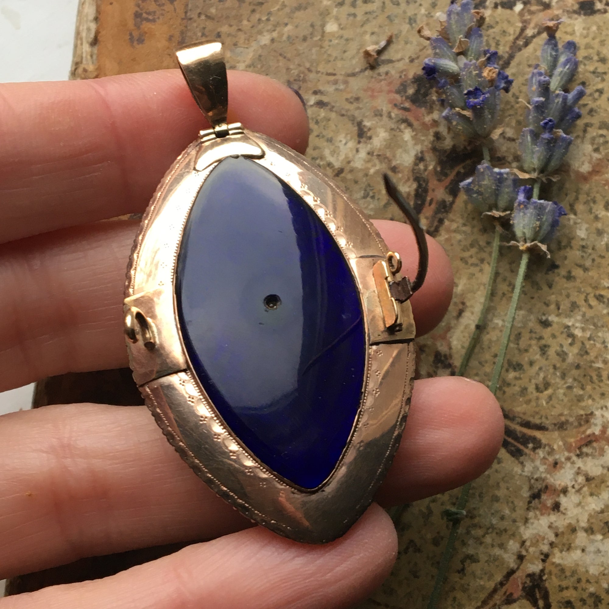 Antique Georgian Mourning Navette Locket