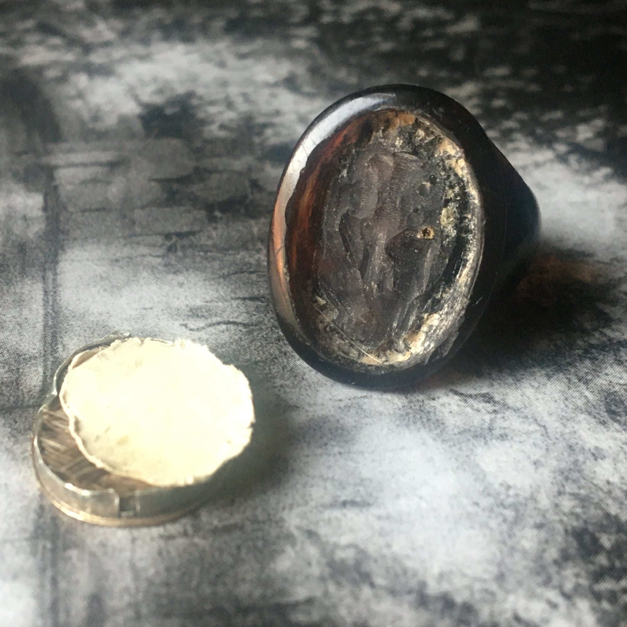 Antique Tortoiseshell Hairwork Ring - Size 5.75