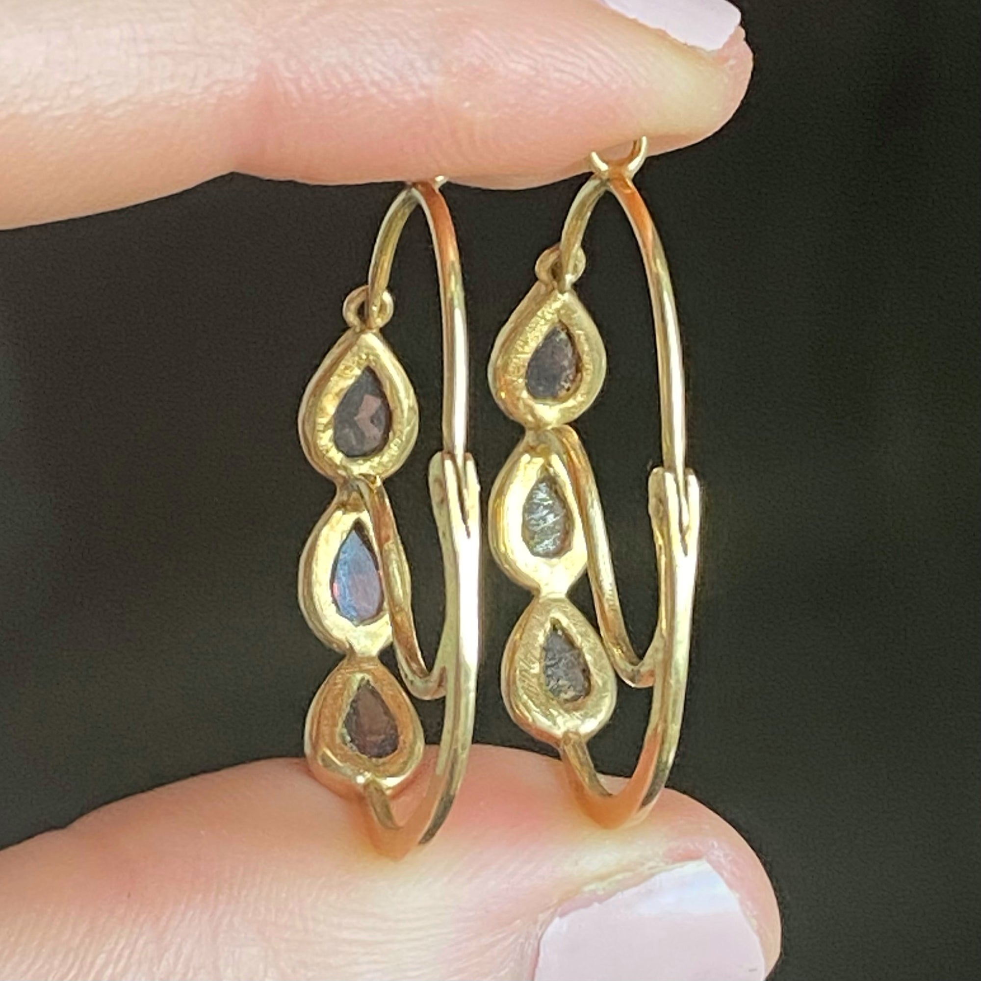 Antique French Garnet Poissardes Earrings - 18k