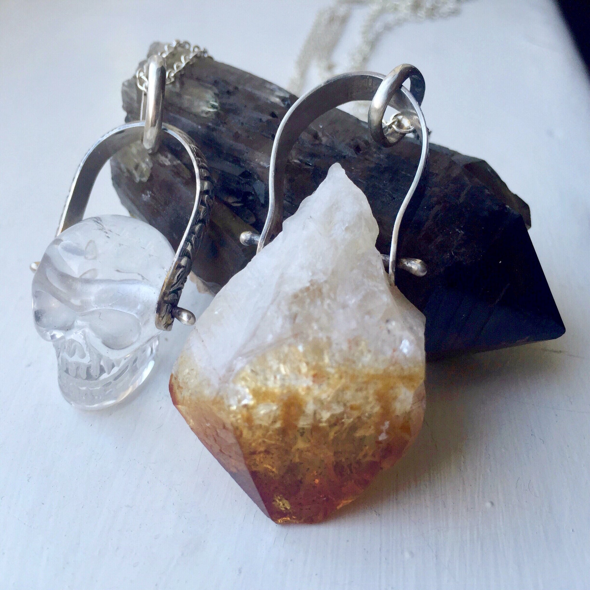 Raw Citrine Crystal Generator Necklace