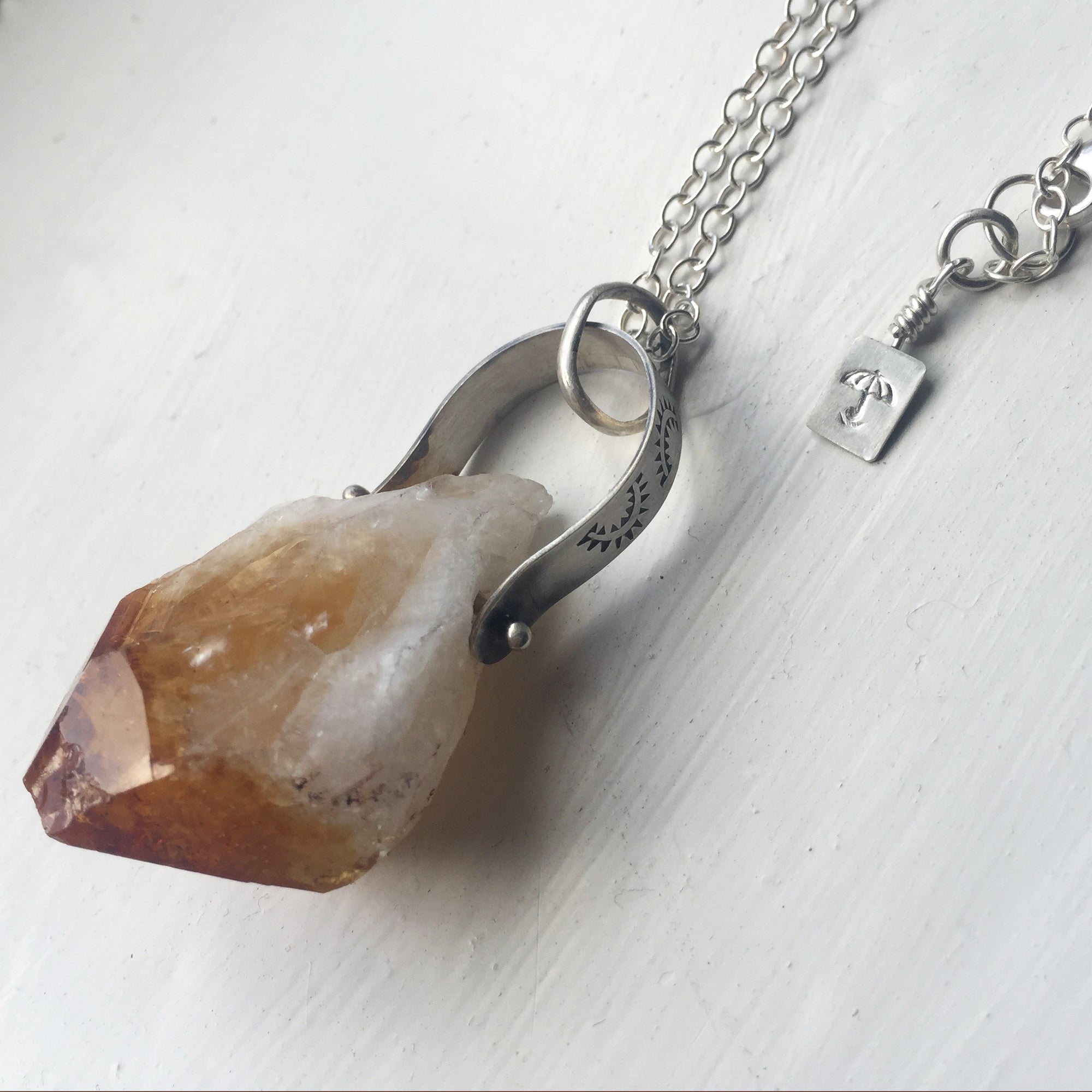 Raw Citrine Crystal Generator Necklace