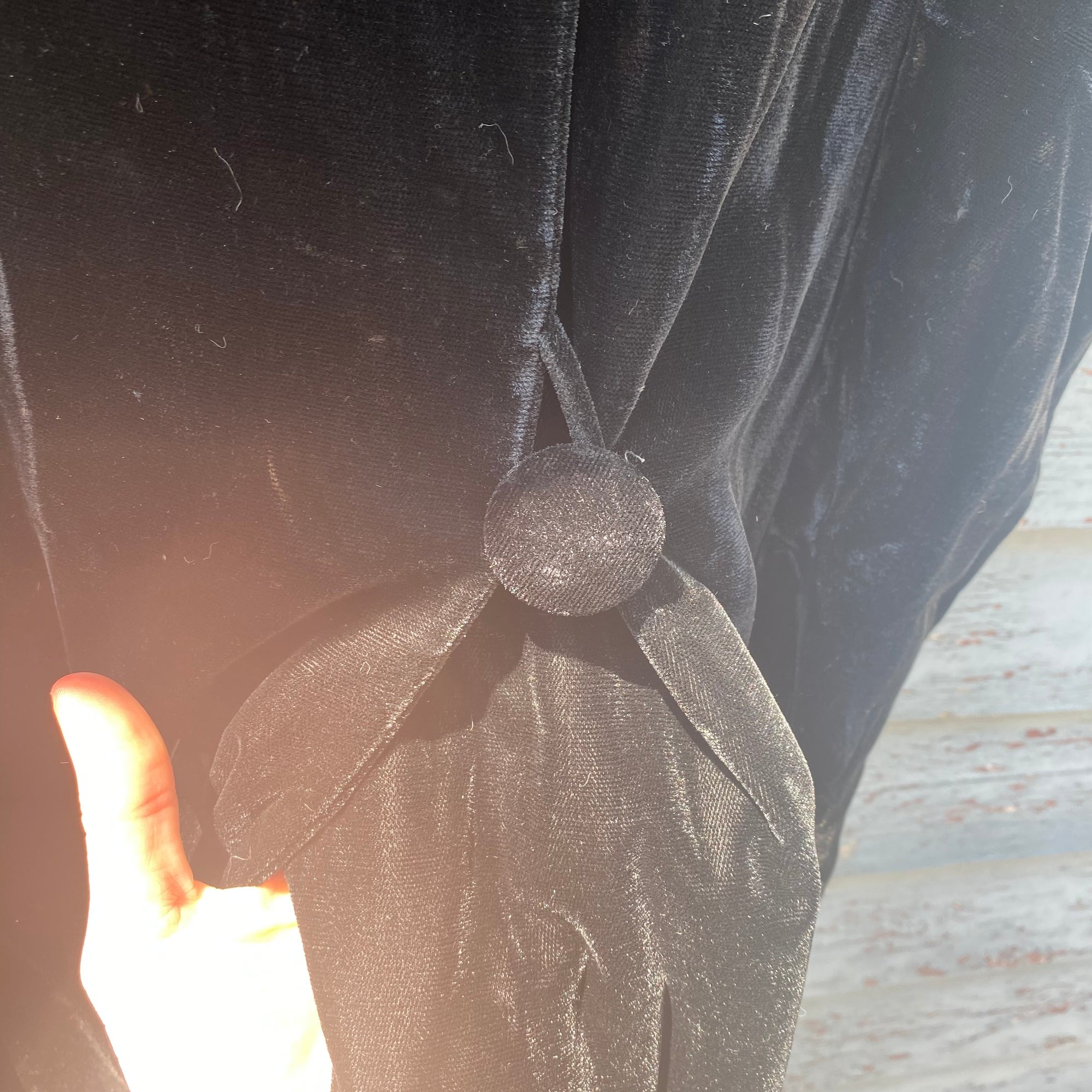 Vintage 1930s Black Velvet Opera Coat - Size S