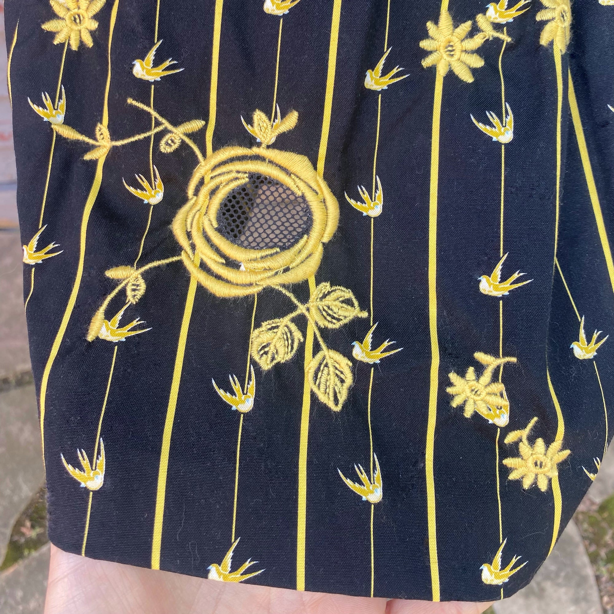 Vintage Style Black &amp; Yellow Dress - Size 2