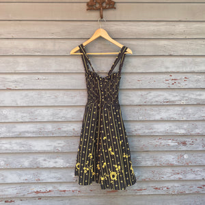 Vintage Style Black & Yellow Dress - Size 2