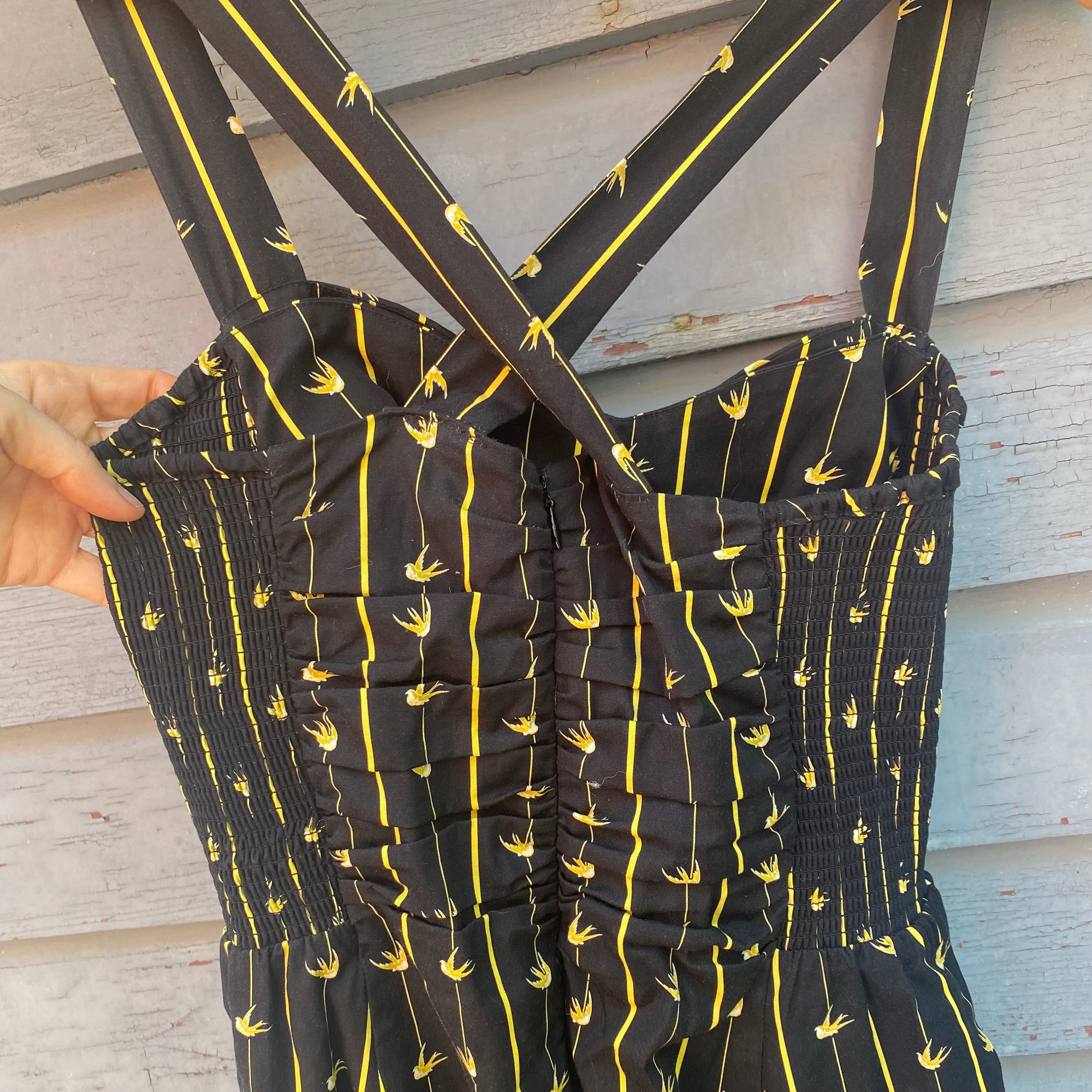 Vintage Style Black &amp; Yellow Dress - Size 2