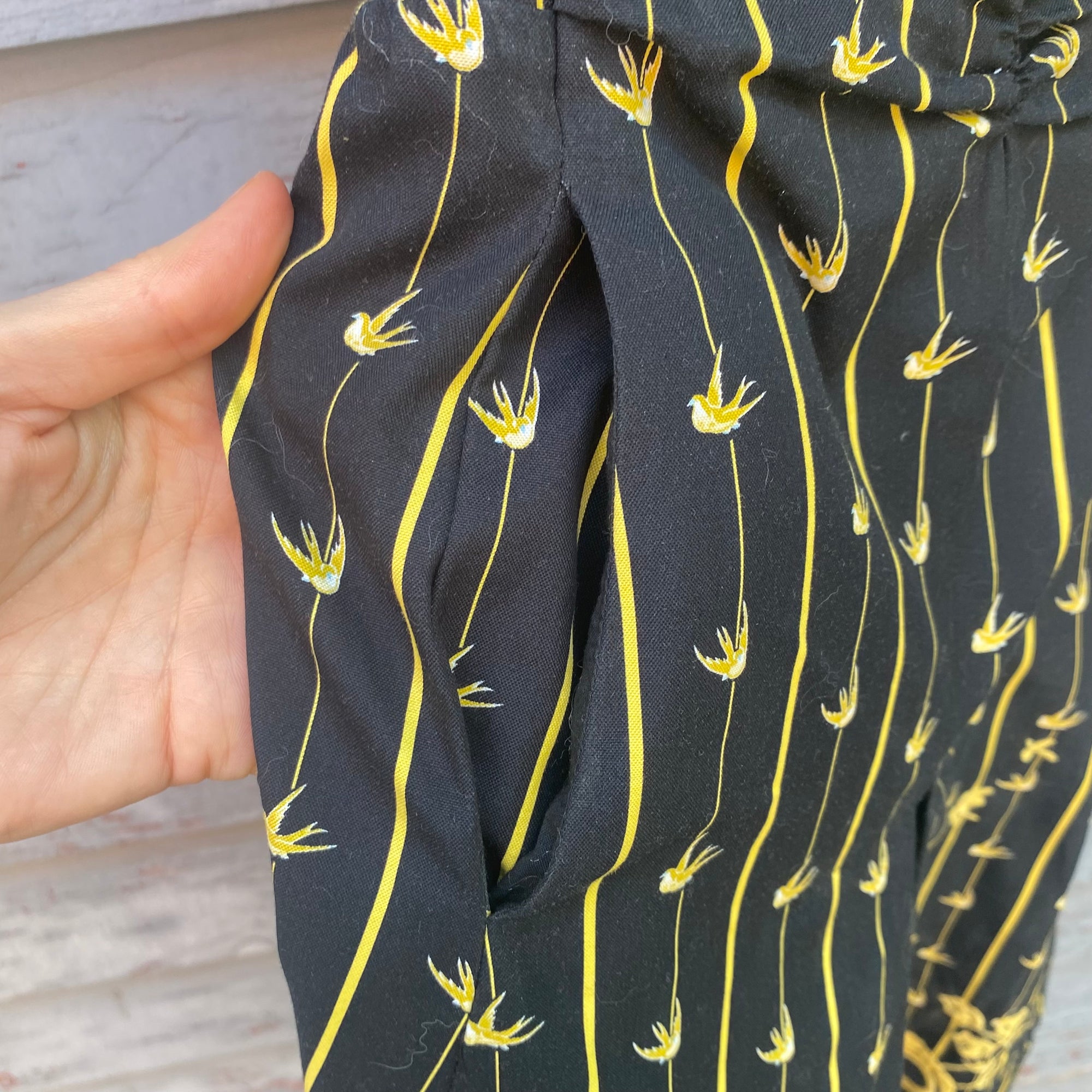 Vintage Style Black &amp; Yellow Dress - Size 2