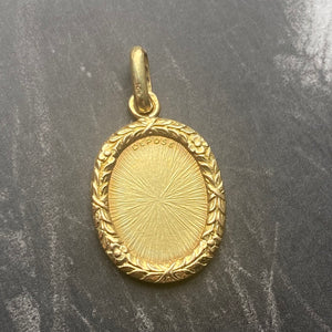 Vintage Small Oval Augis Charm with Laurel Border - 18k