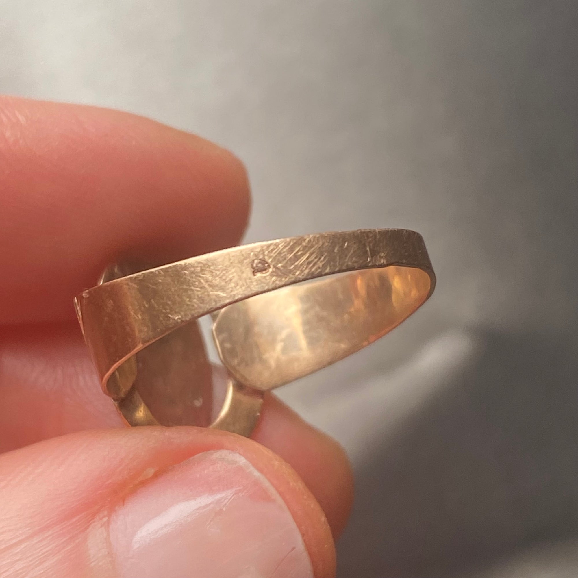 Antique Bourbon Era &quot;R&quot; Ring - Size 7.75