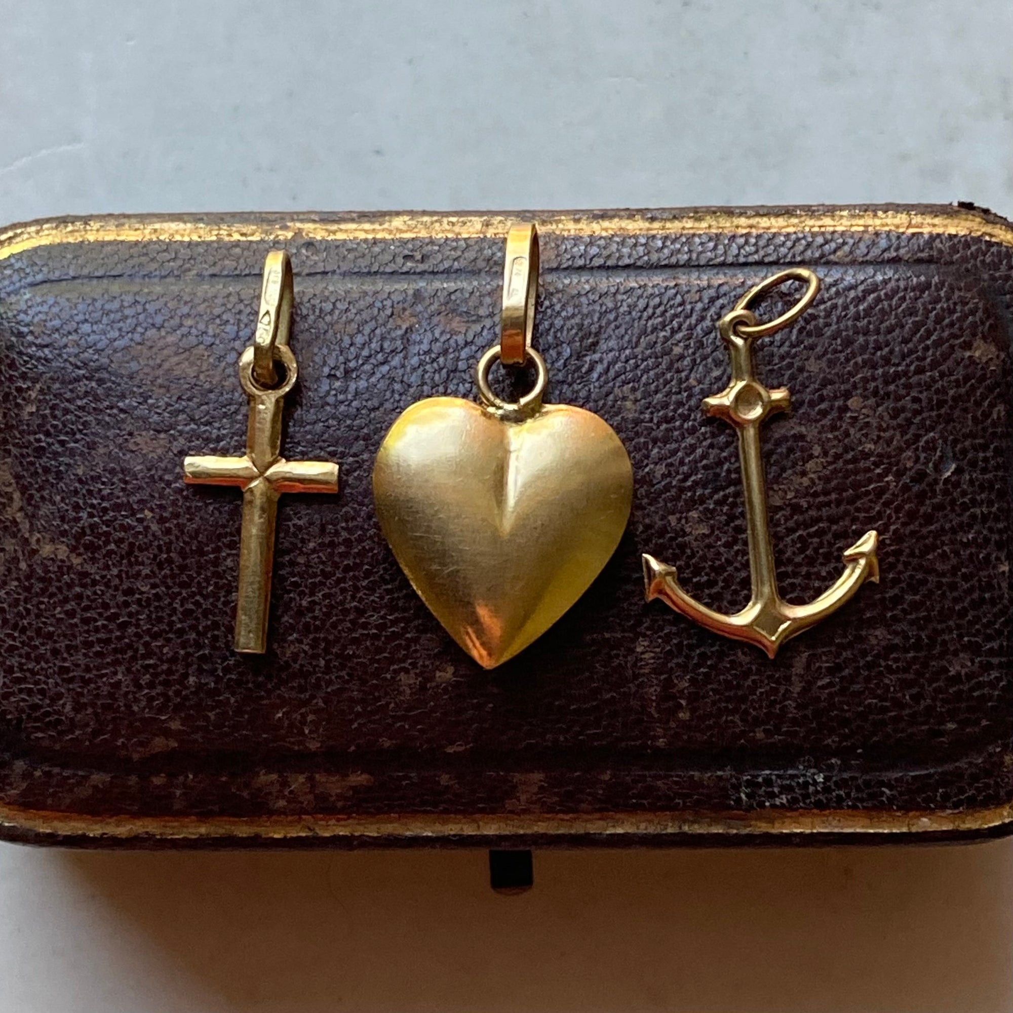 faith hope and charity gold charms