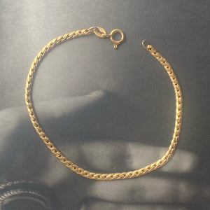 Vintage Italian Flat Curb Chain Bracelet - 18k