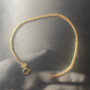 Vintage Italian Flat Curb Chain Bracelet - 18k