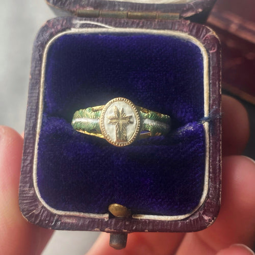 Antique Georgian Era Christological Ring - Size 6.25