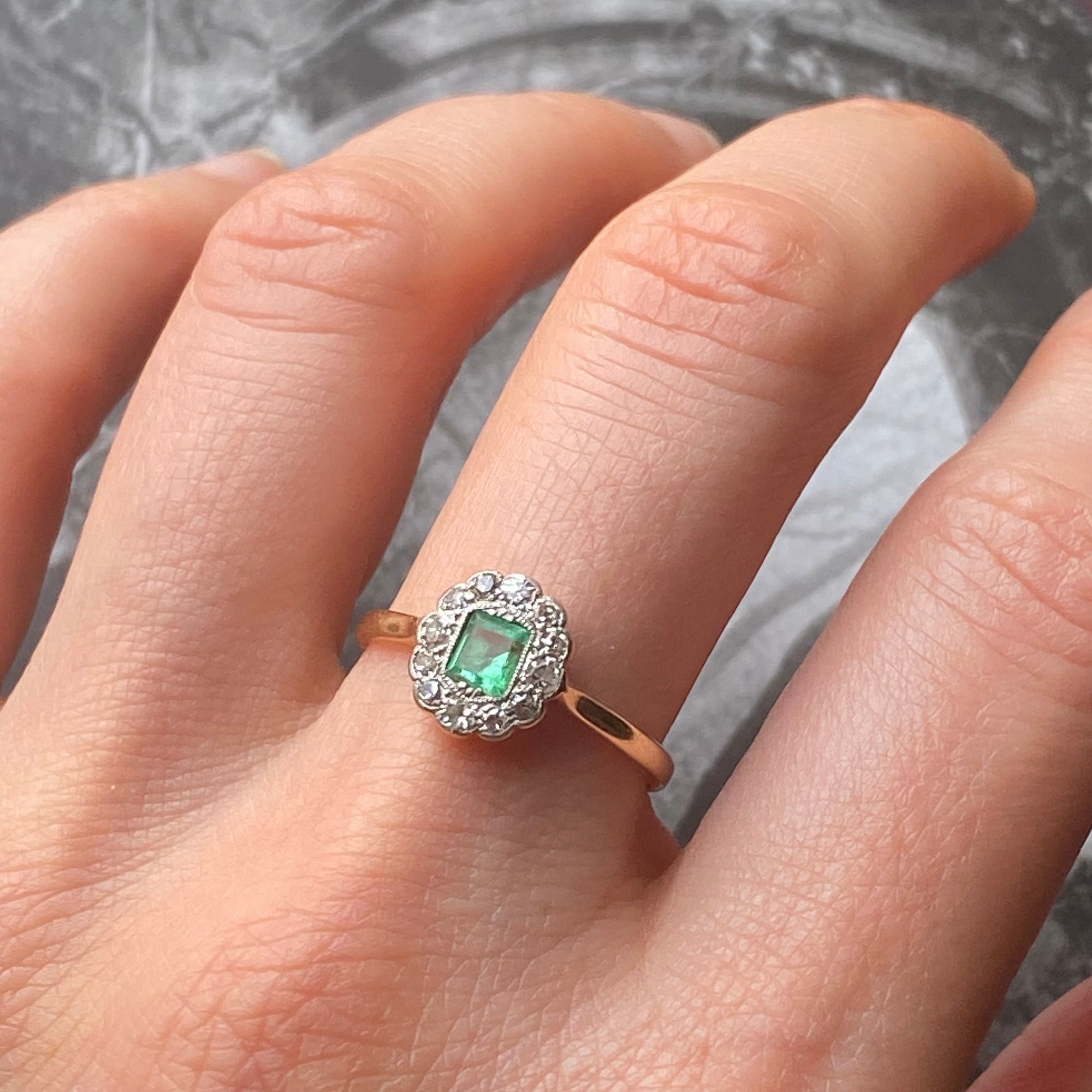 antique emerald diamond ring