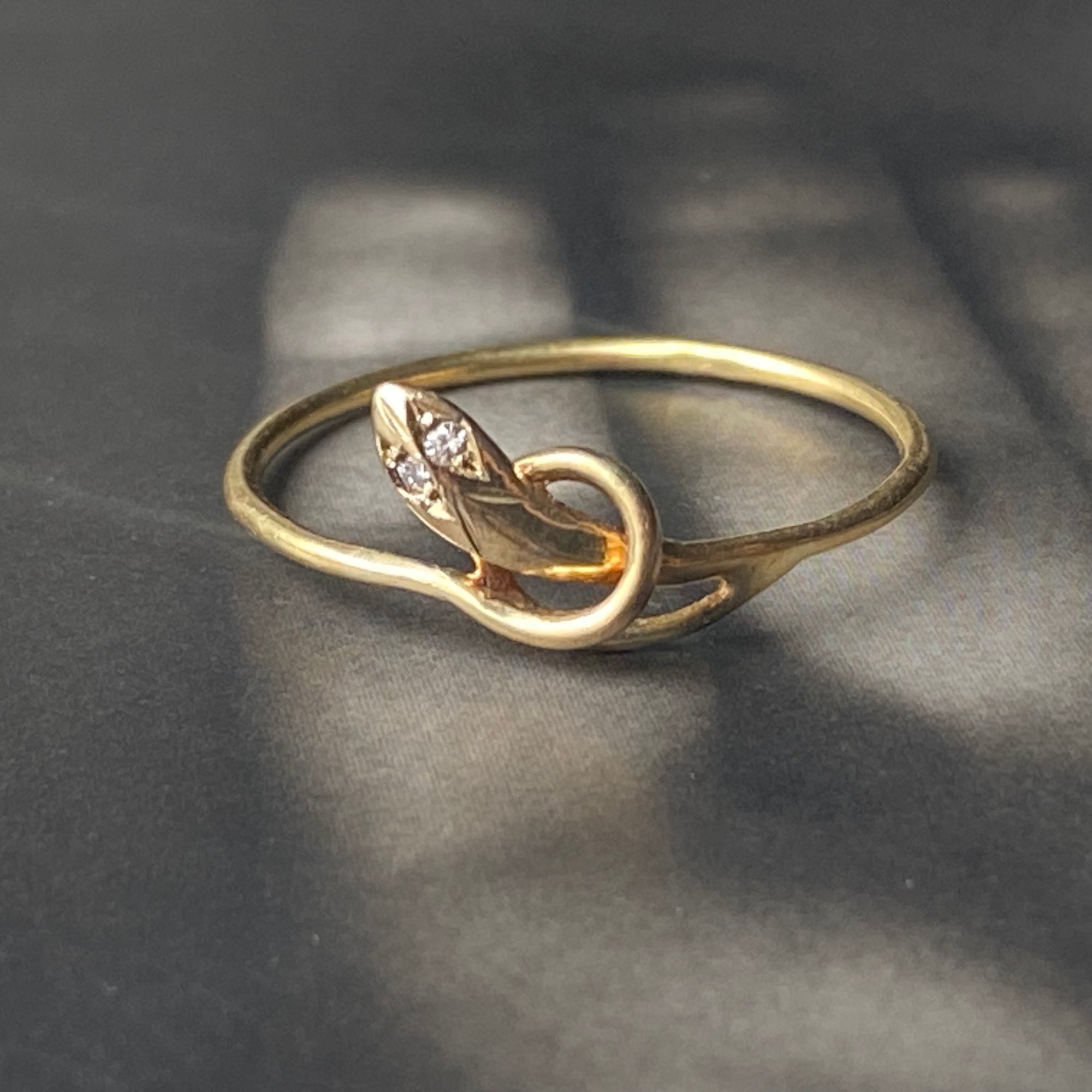 19.2k Portuguese Gold Snake Ring with Diamond Eyes