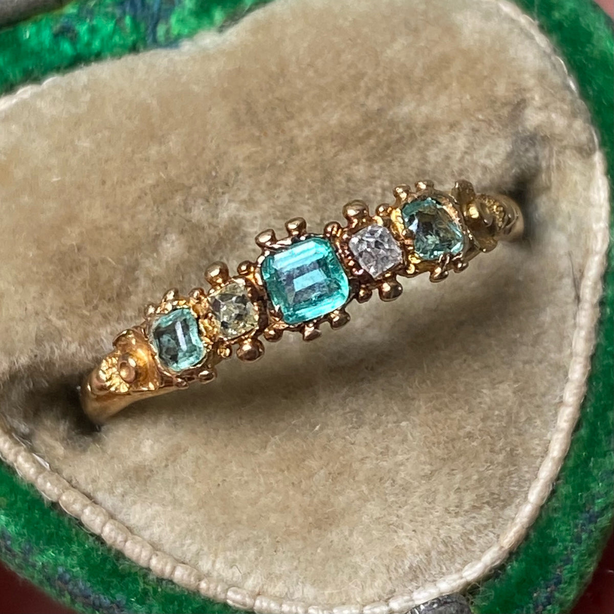 Georgian jewelry emerald diamond ring