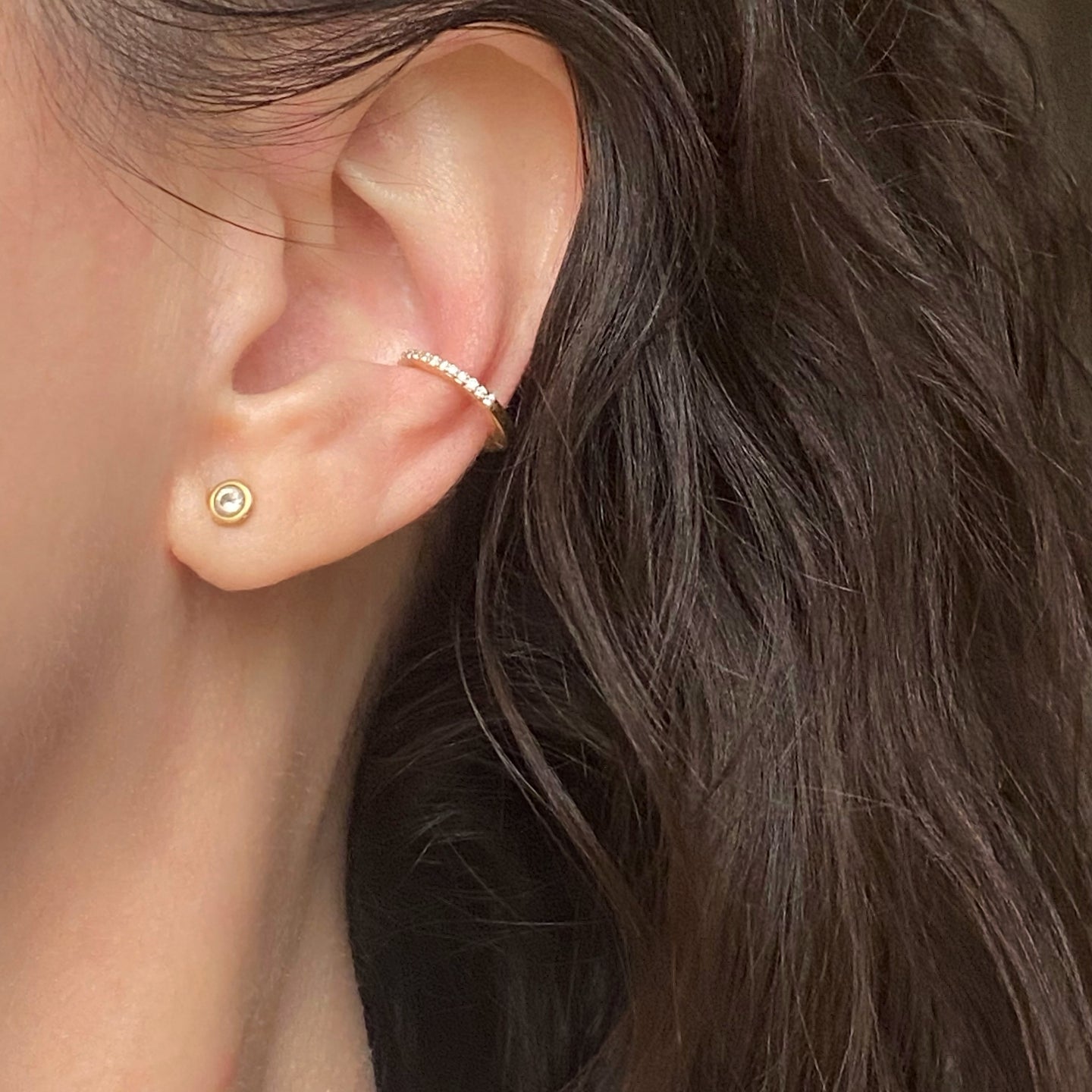 14k diamond ear cuff