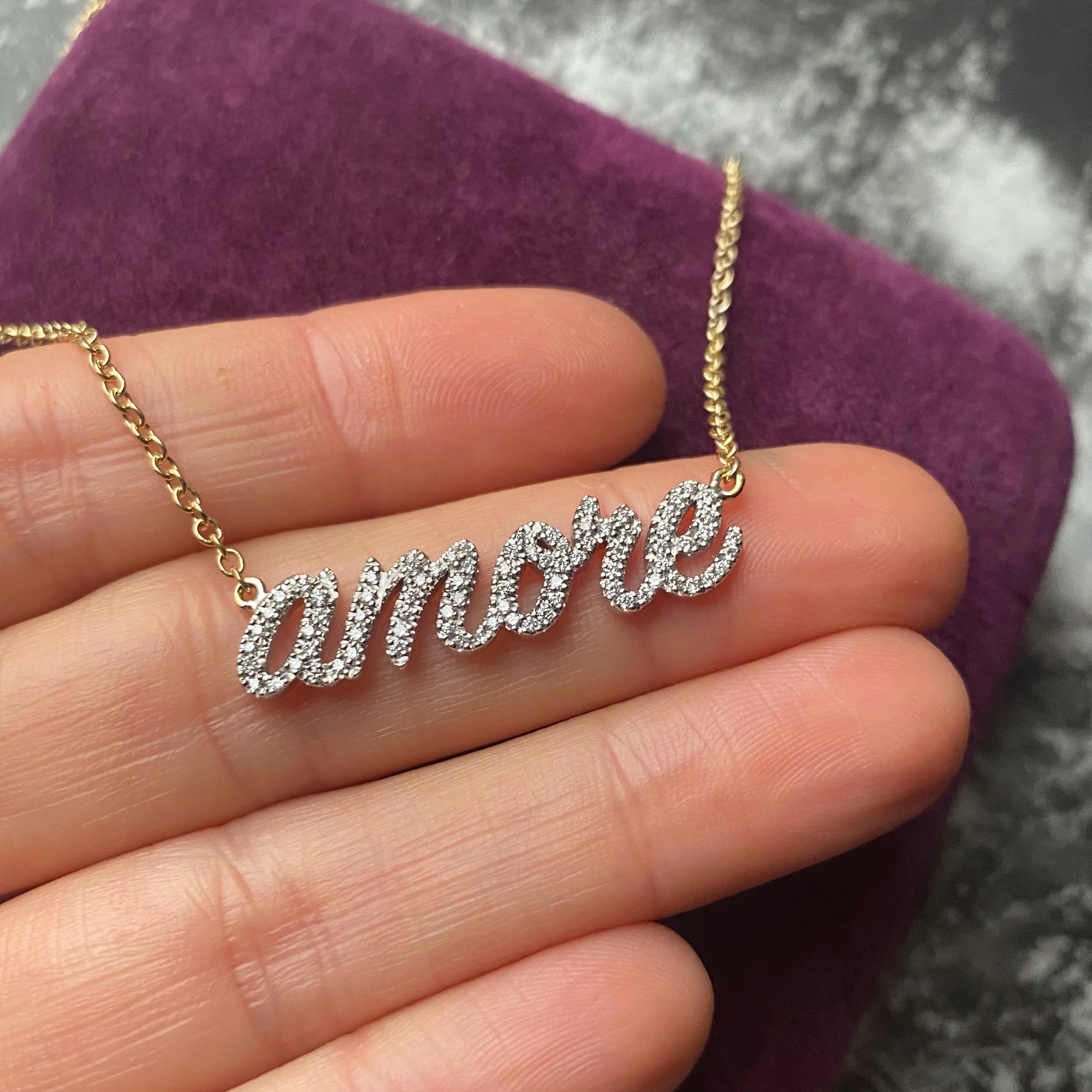 diamond love necklace Handmade Artisan Jewelry